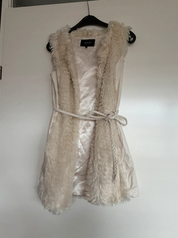 VILA Faux Fur Gilet met Gevlochten Ceintuur