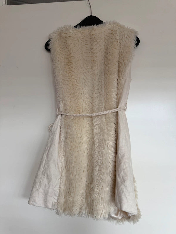 VILA Faux Fur Gilet met Gevlochten Ceintuur