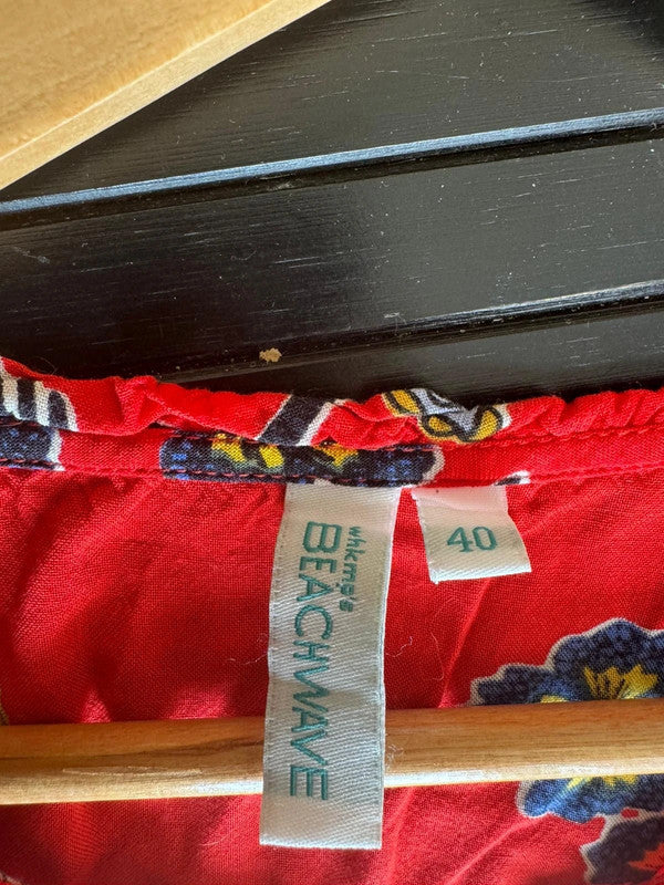 Rode Boho Maxi-jurk met Bloemenprint en Kwastjes