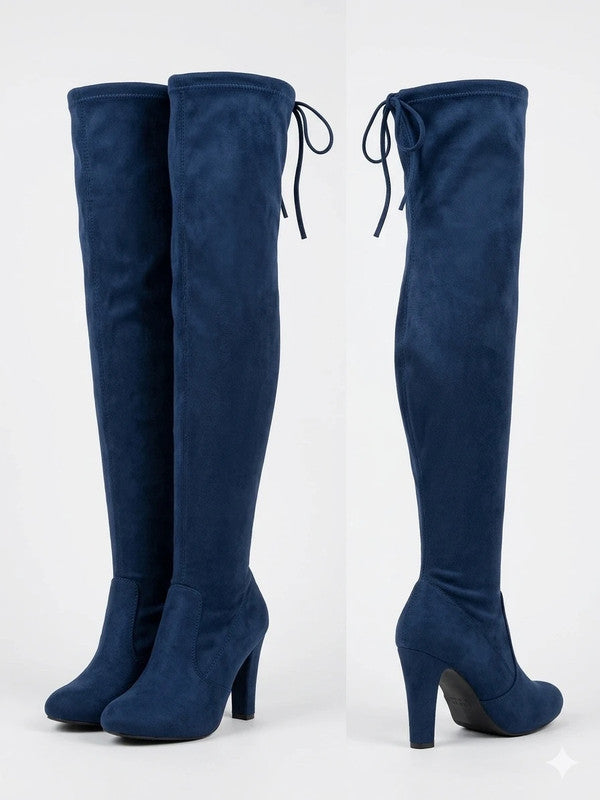 💙 Prachtige Donkerblauwe suède look Over-the-knee Laarzen – Maat 40/41