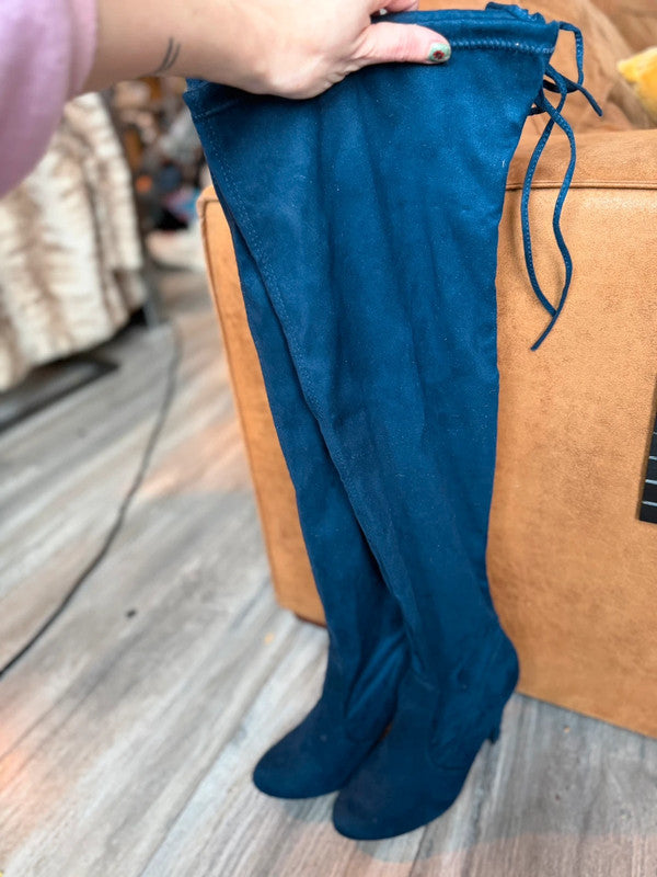 💙 Prachtige Donkerblauwe suède look Over-the-knee Laarzen – Maat 40/41