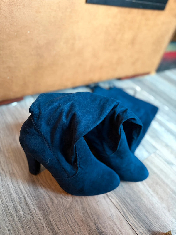💙 Prachtige Donkerblauwe suède look Over-the-knee Laarzen – Maat 40/41