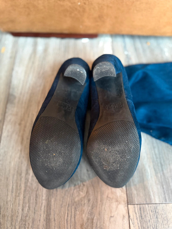 💙 Prachtige Donkerblauwe suède look Over-the-knee Laarzen – Maat 40/41