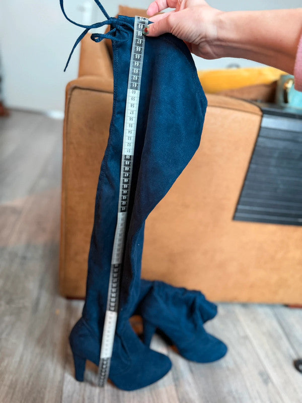 💙 Prachtige Donkerblauwe suède look Over-the-knee Laarzen – Maat 40/41