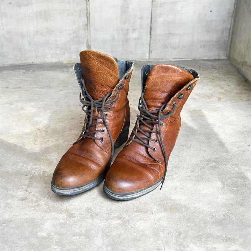 👢 Bullboxer Leren Veterboots – Cognac – Maat 40