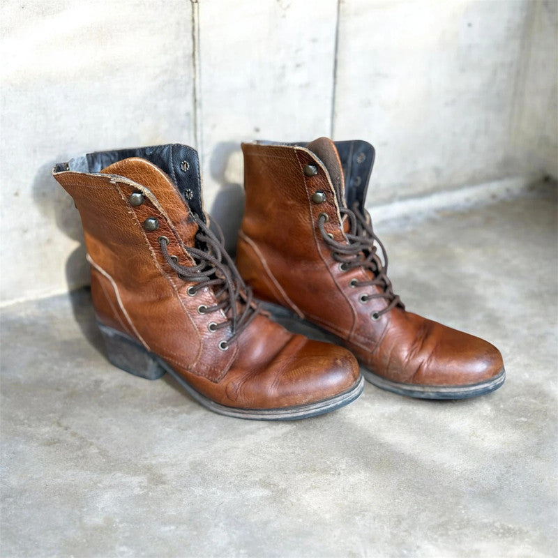 👢 Bullboxer Leren Veterboots – Cognac – Maat 40