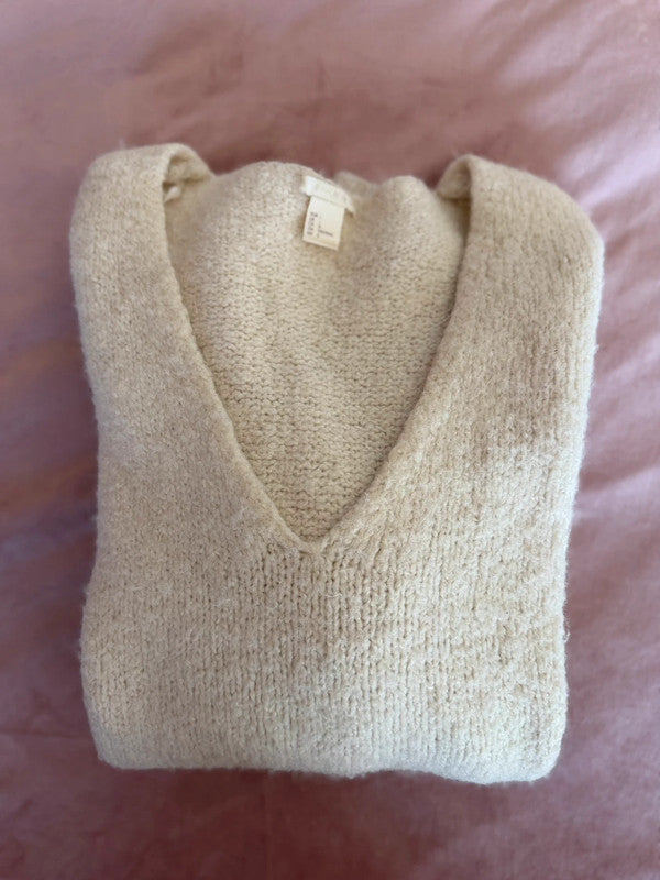 Off white Gebreide H&amp;M Oversized Trui – Maat L