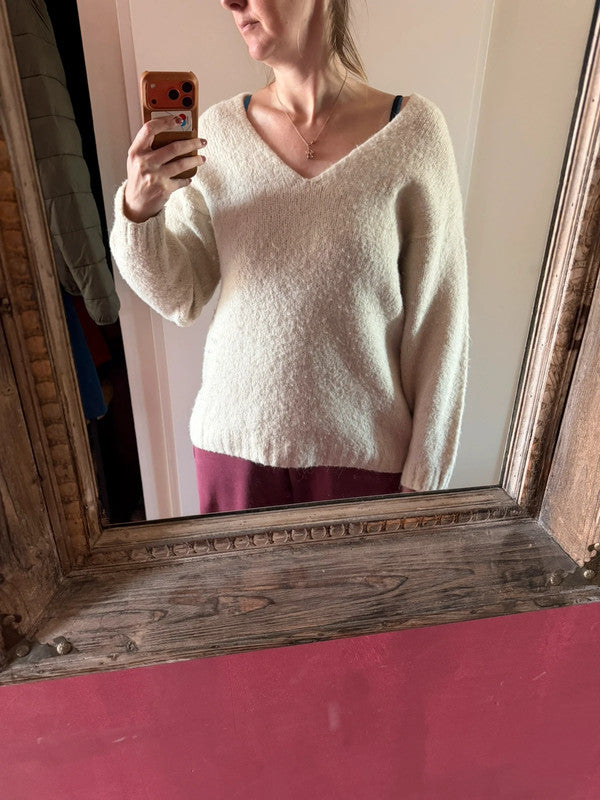Off white Gebreide H&amp;M Oversized Trui – Maat L