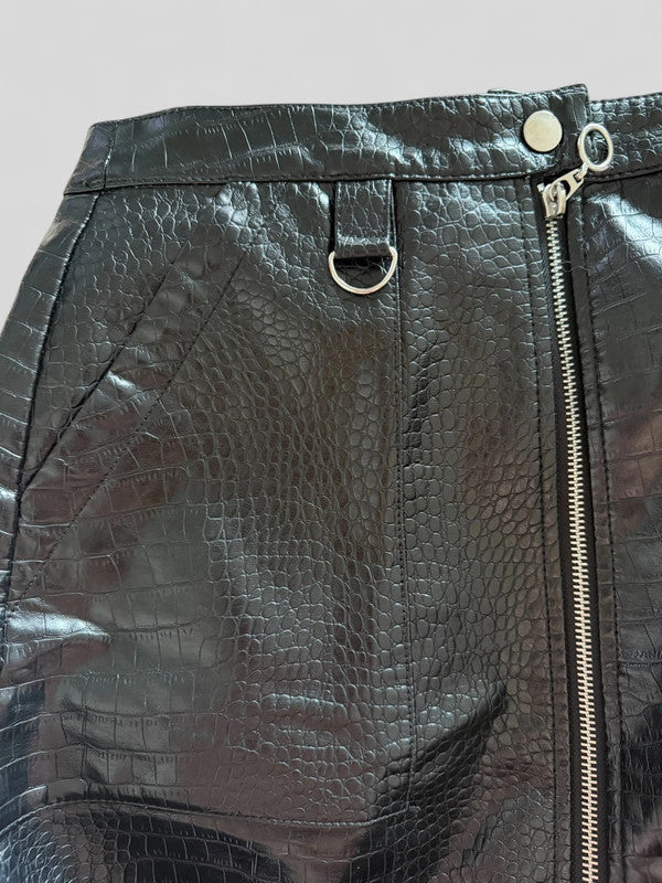 🖤 Stoere Croco-Look Minirok met Rits