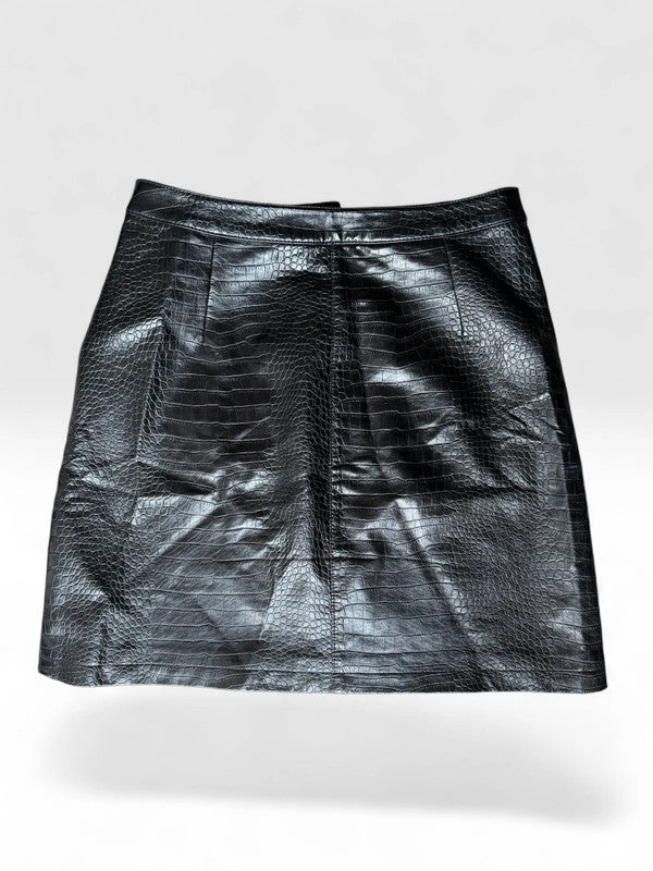 🖤 Stoere Croco-Look Minirok met Rits