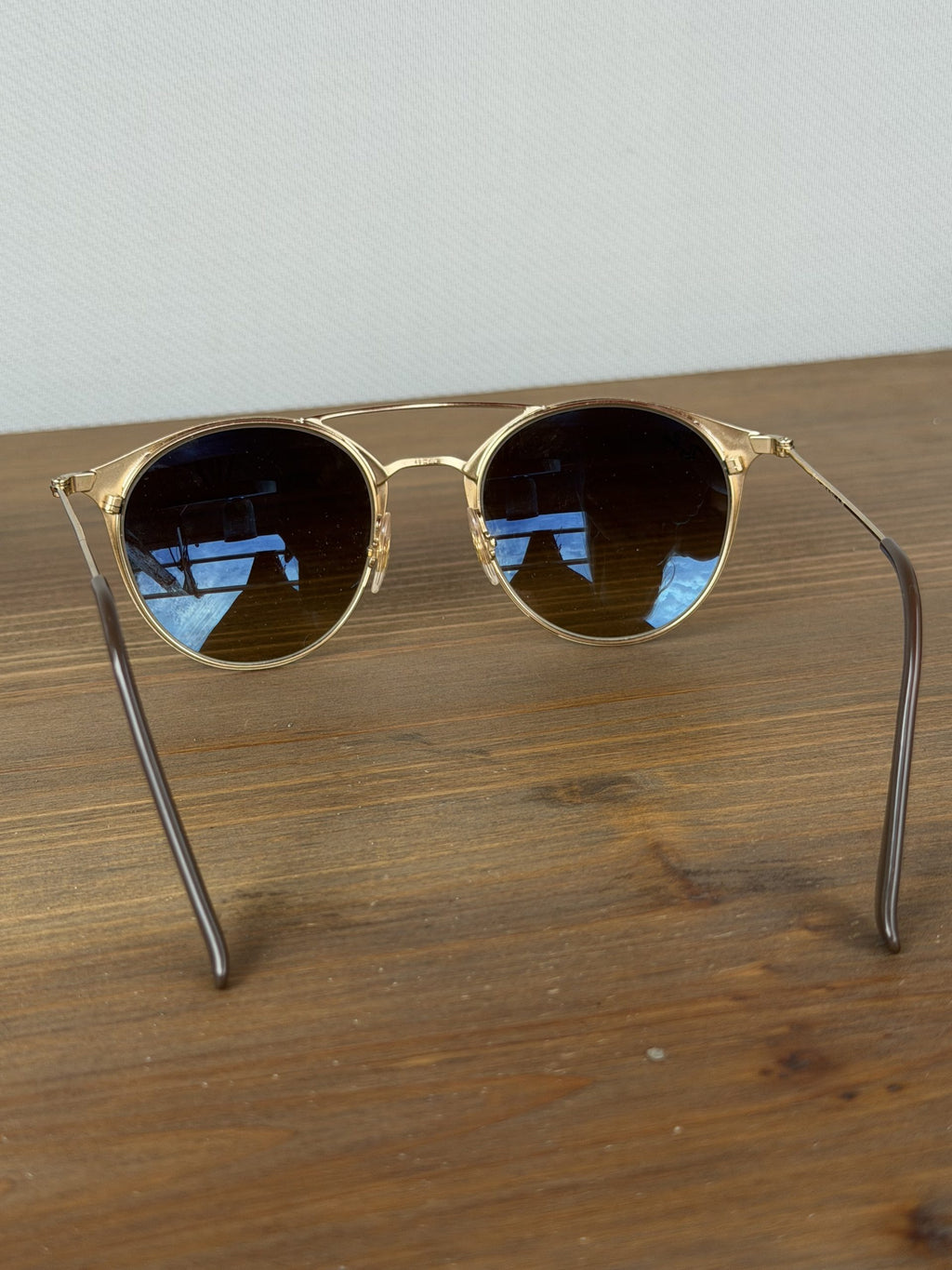 Retro Ray-Ban Brown &amp; Gold Round Sunglasses with New Case - Model 3546