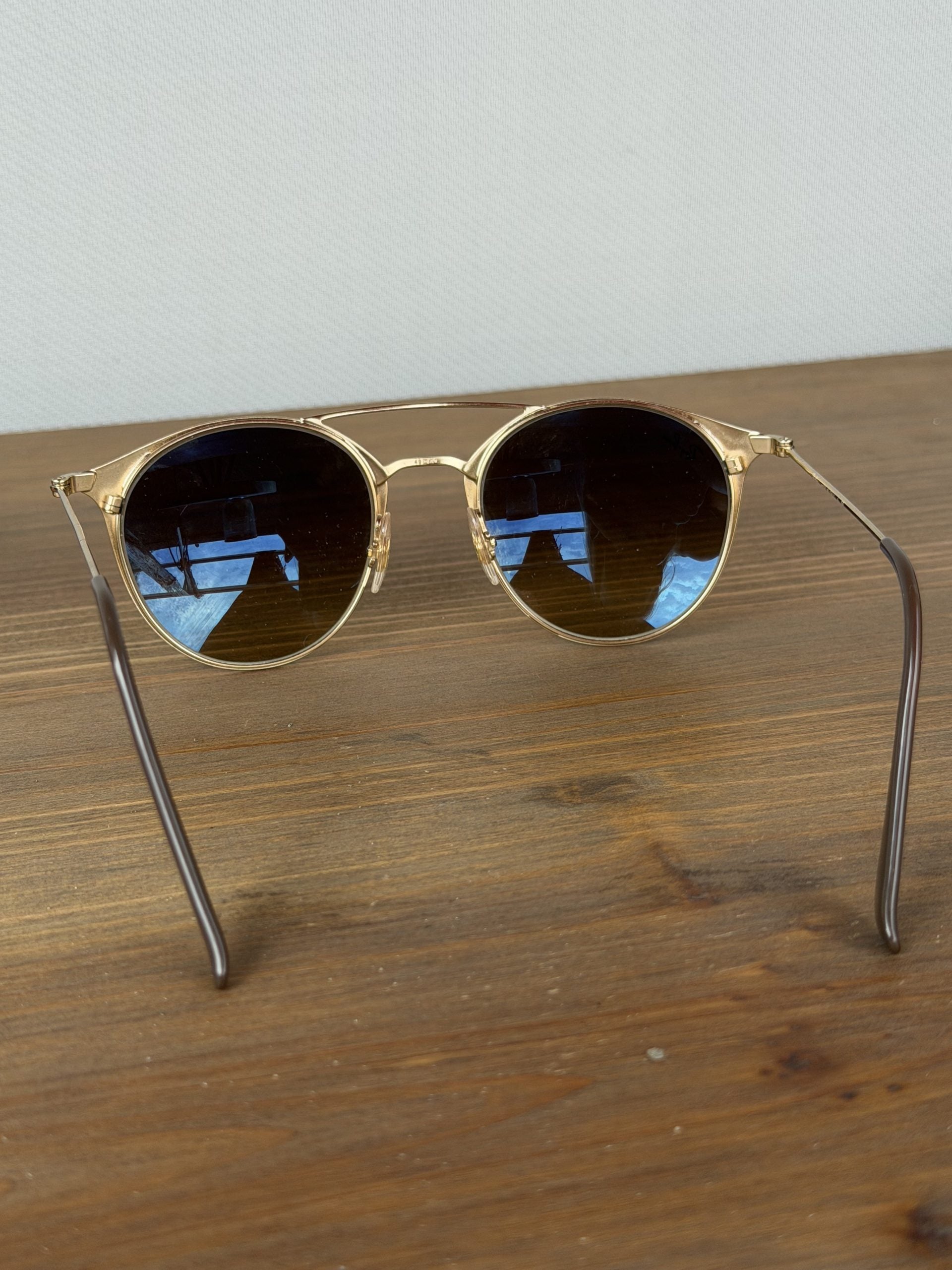 Retro Ray-Ban Brown &amp; Gold Round Sunglasses with New Case - Model 3546