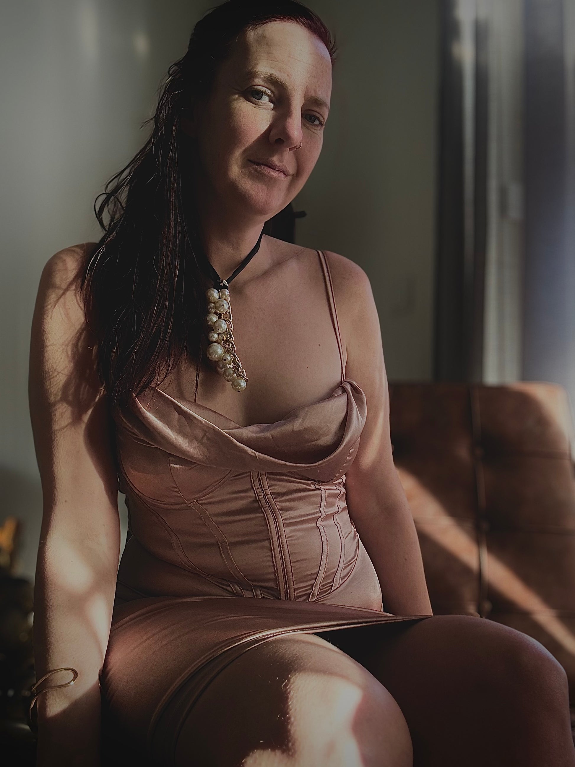 Satin Rebelle - rose gold elegant evening dress