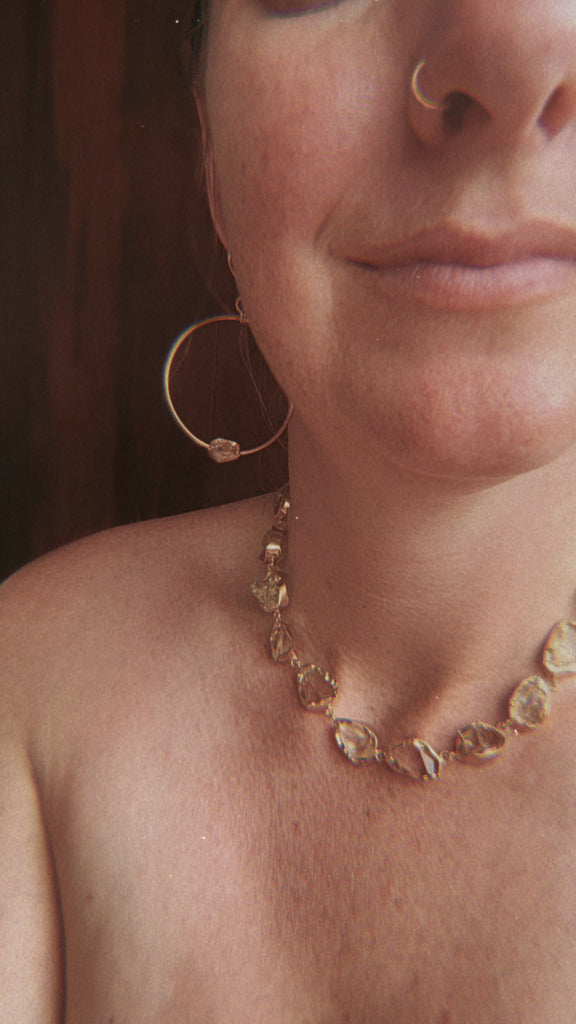 PRE ORDER Gem Stone Hoop Earrings