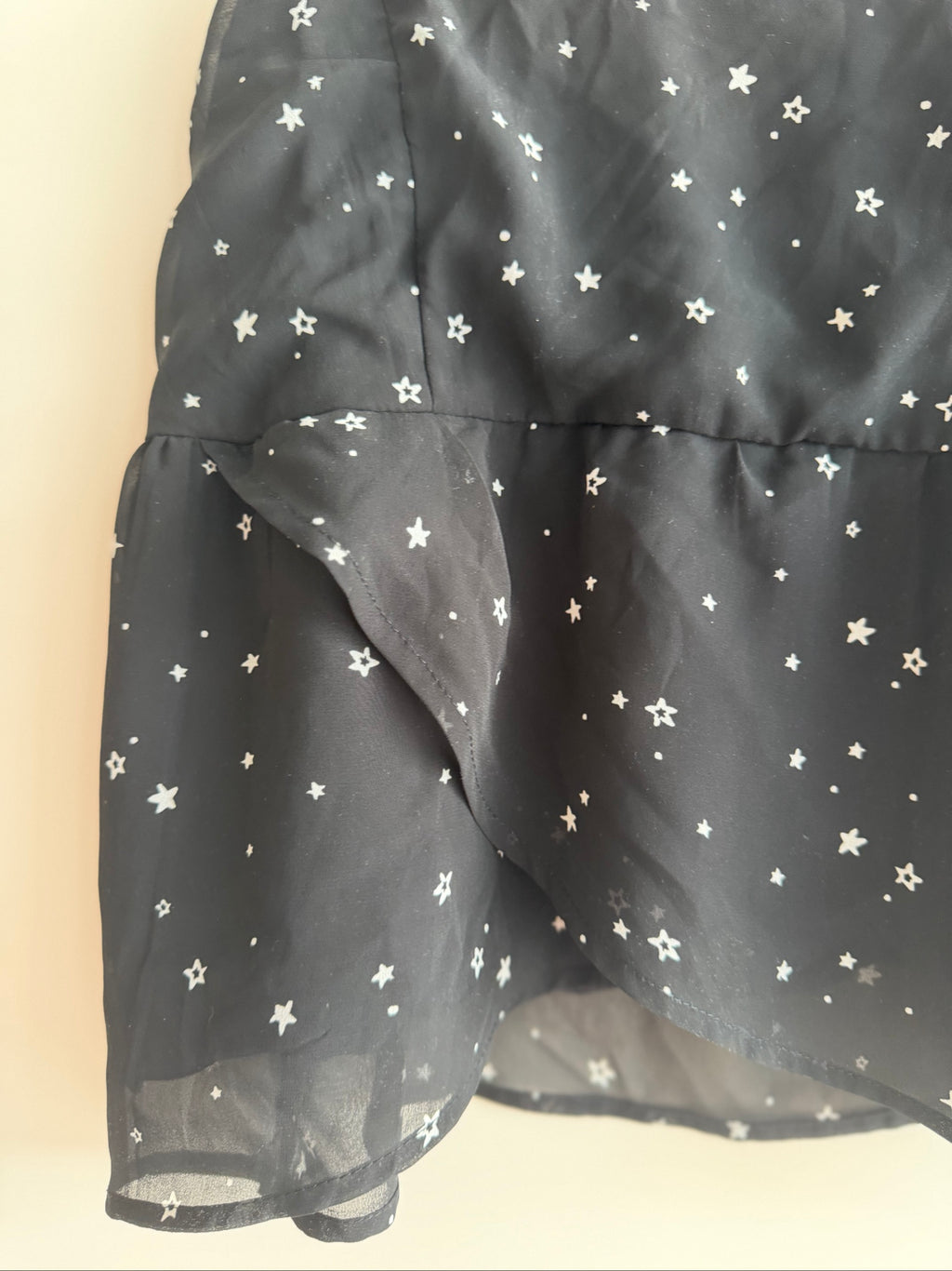 Hollister Black Star Print Sheer Cami Top S/M