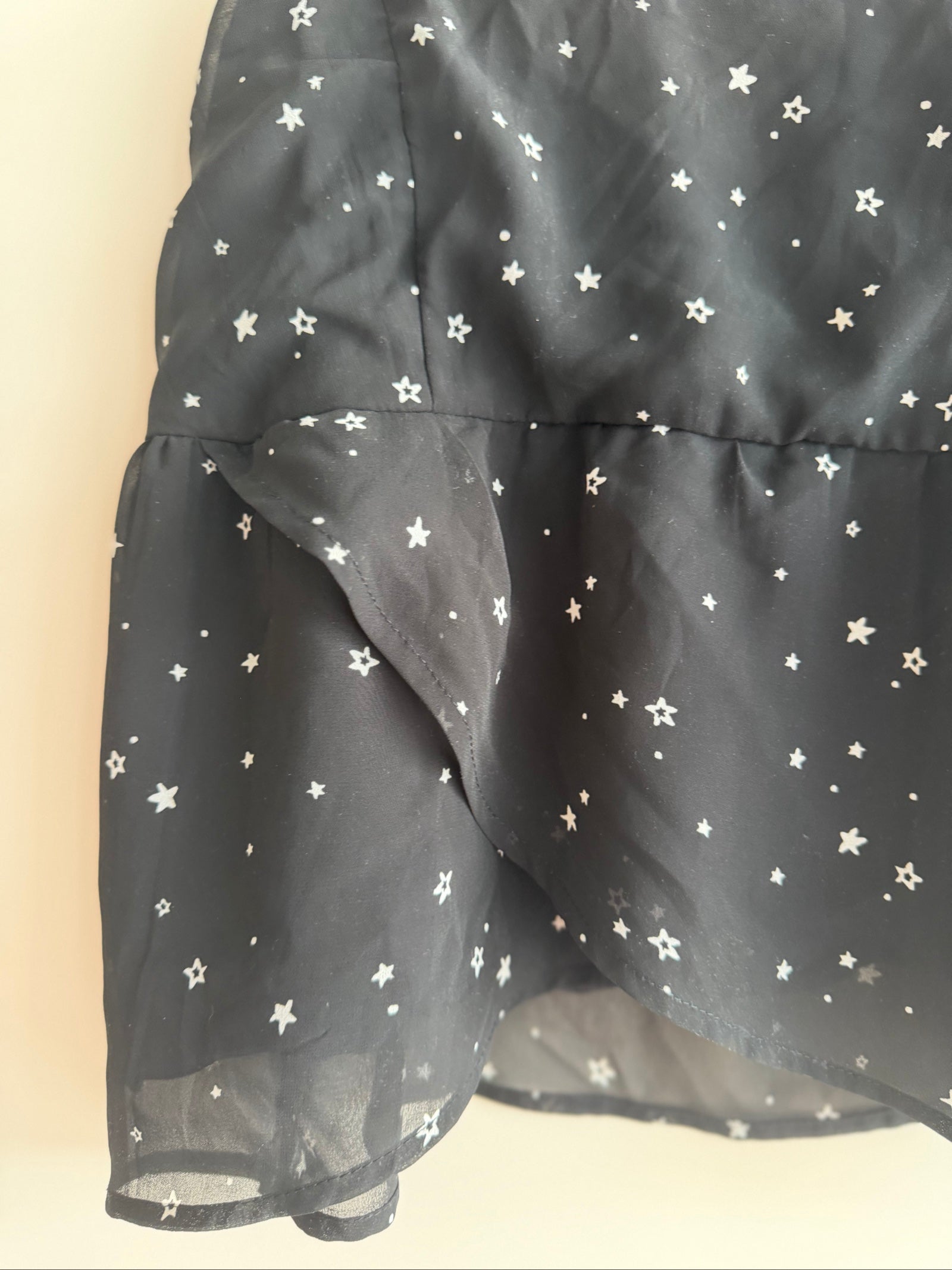 Hollister Black Star Print Sheer Cami Top S/M