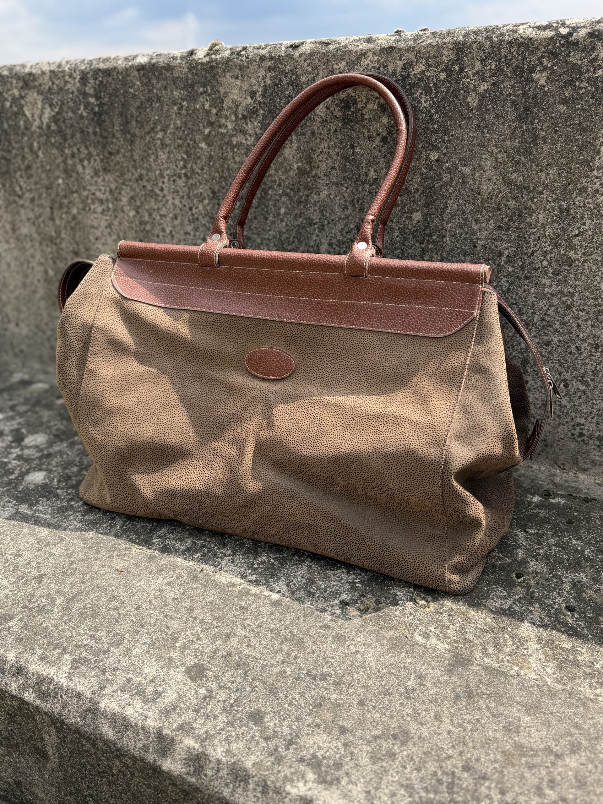 Preppy Genuine Leather Large Weekend Handbag