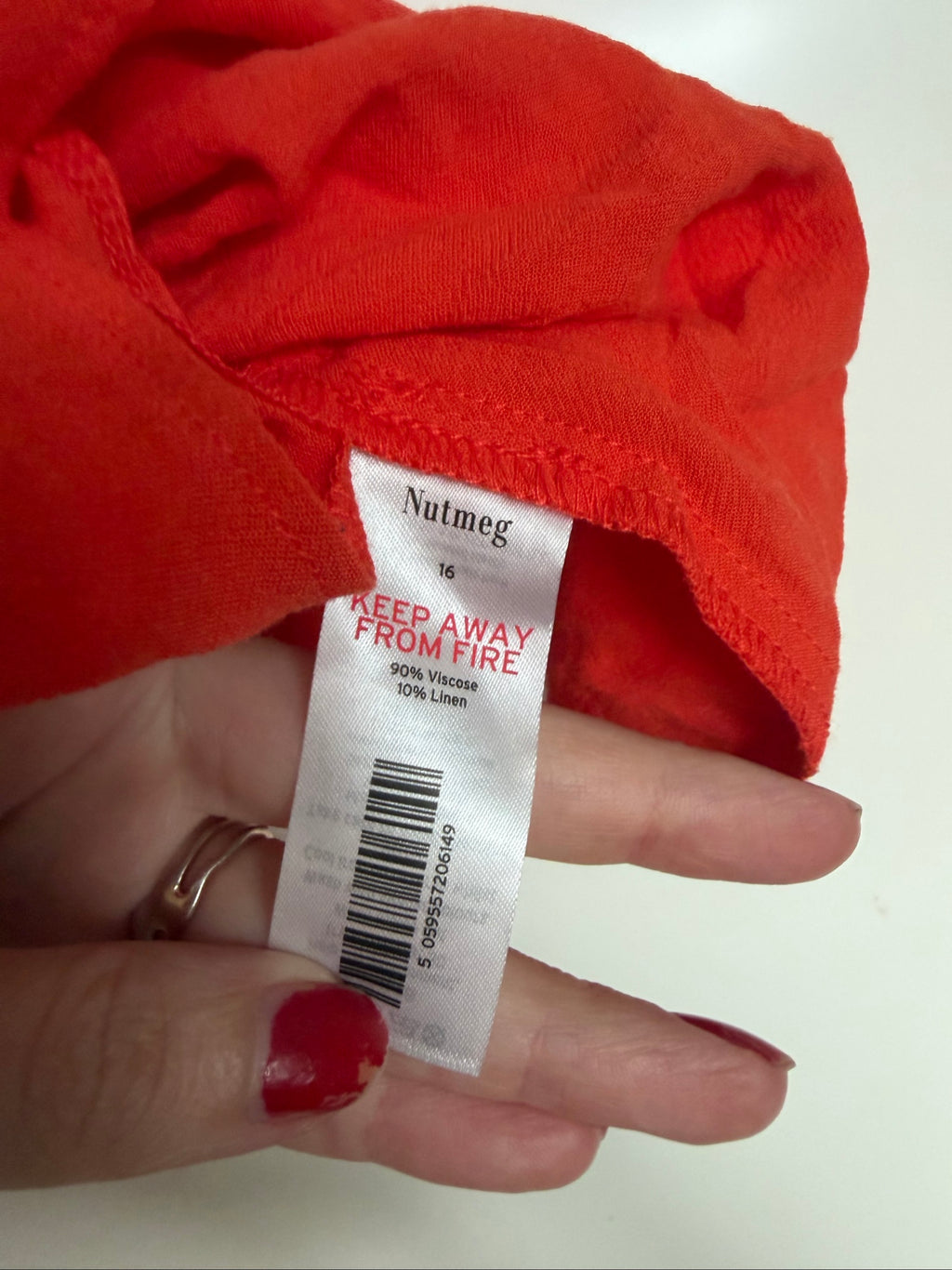 Nutmeg Red Button-Front Peplum Top UK 16
