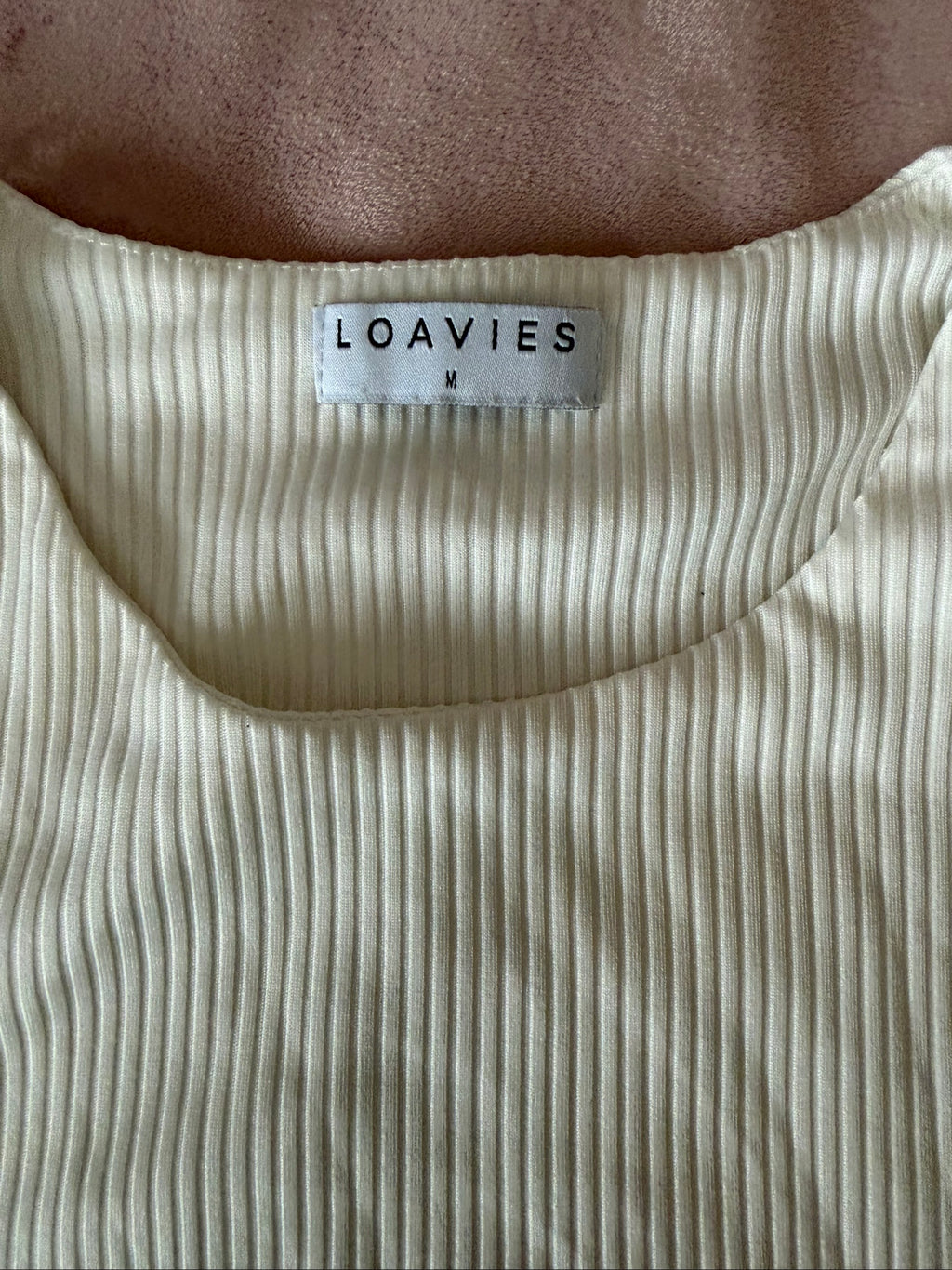 Loavies Cream Ribbed Cropped Tank Top Medium