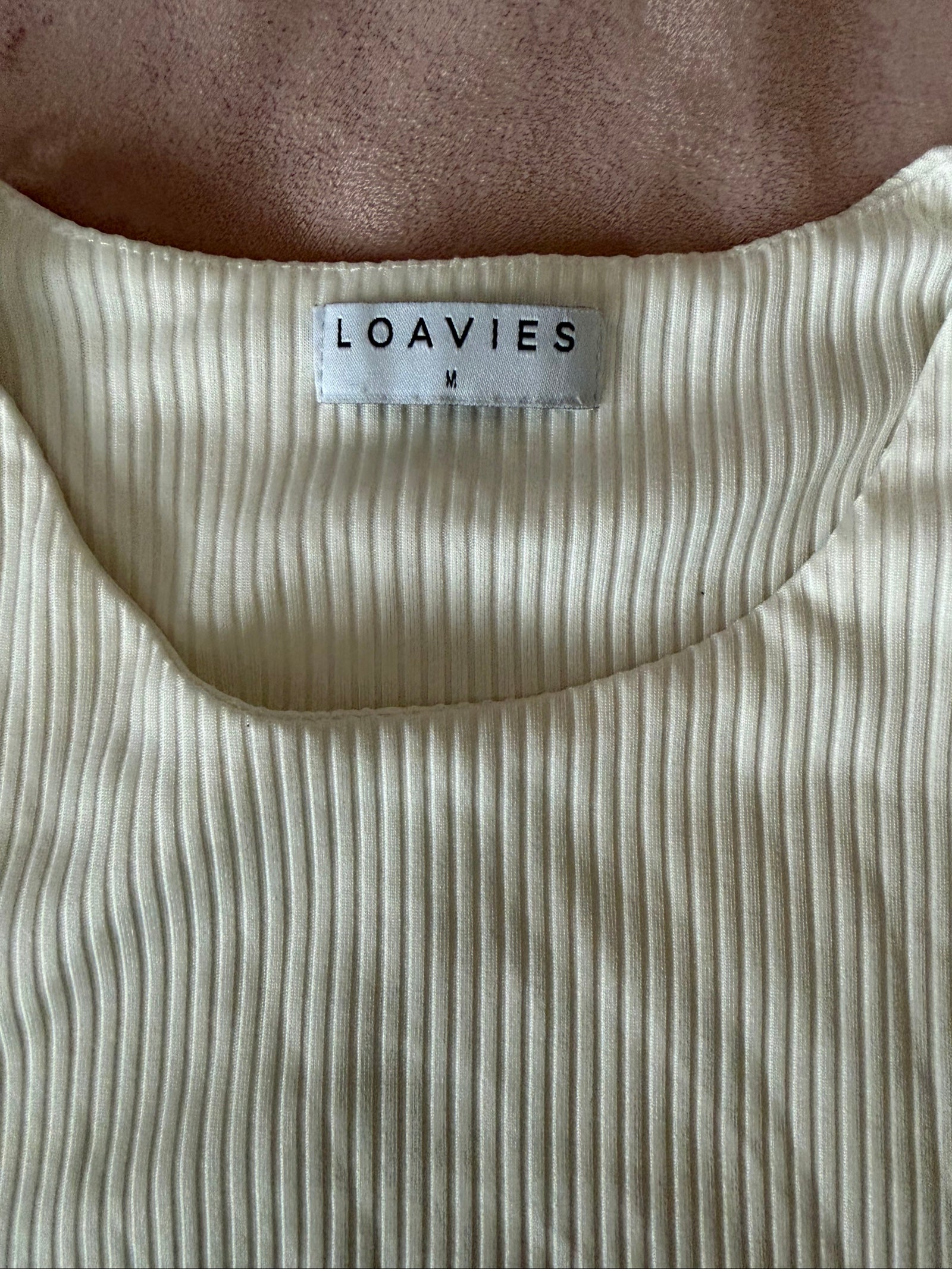 Loavies Cream Ribbed Cropped Tank Top Medium