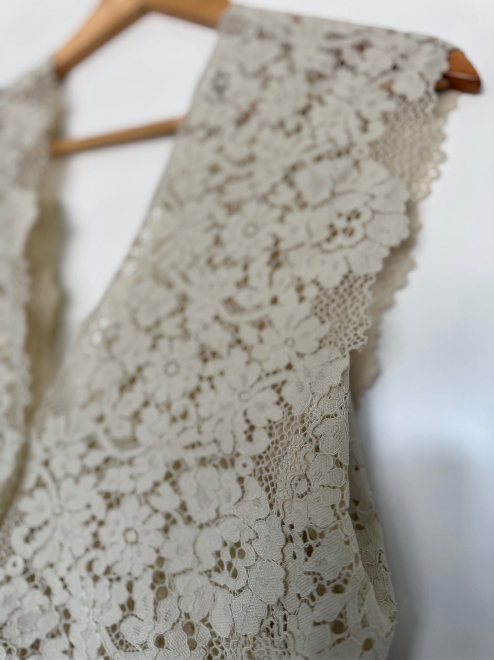 Super Sexy Romantic Beige Lace Bodysuit V-Neck Detail L