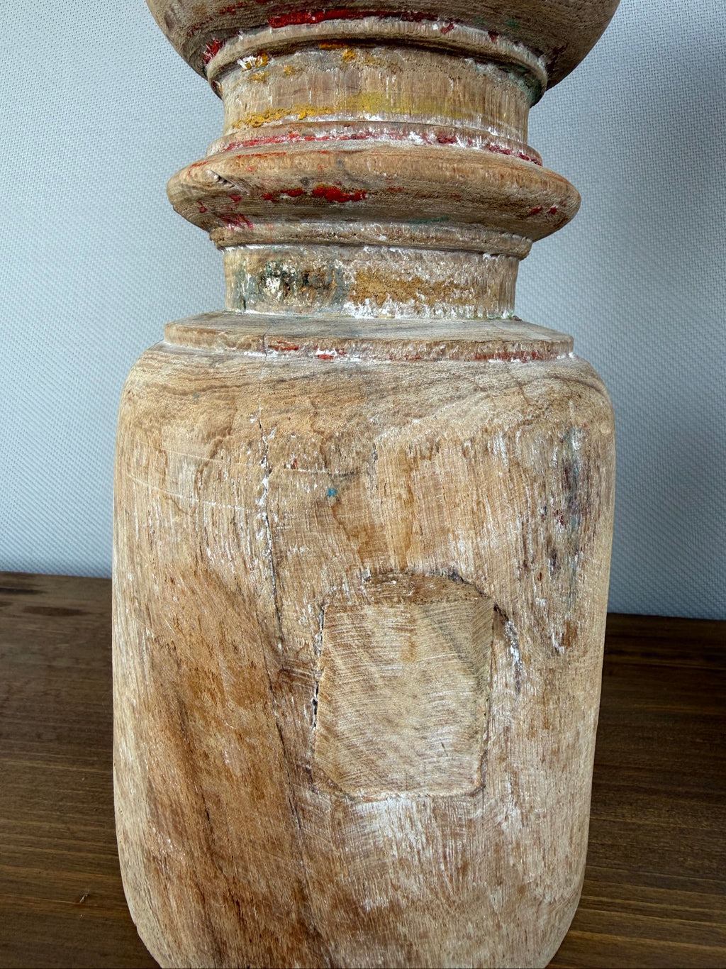 Vintage Natural Wood Decorative Candle Holders Pair