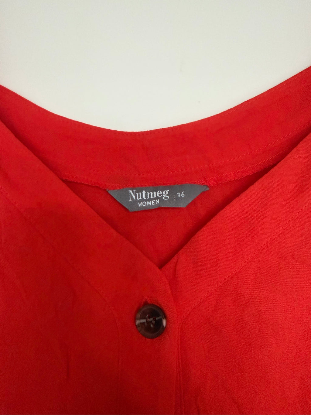 Nutmeg Red Button-Front Peplum Top UK 16