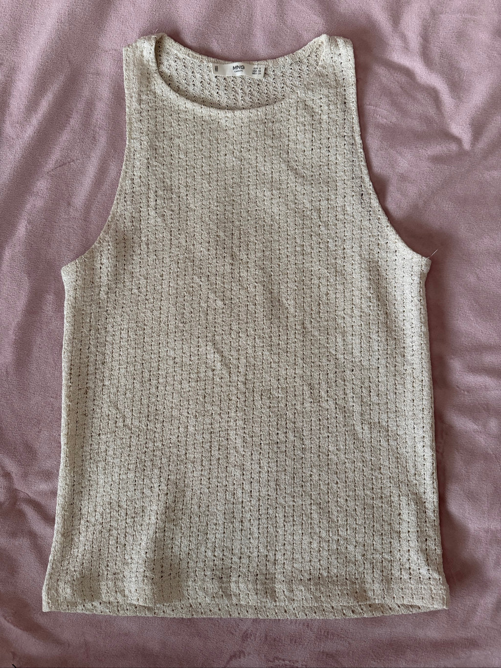 Beige Knit Sleeveless Top Mango Casual EUR S