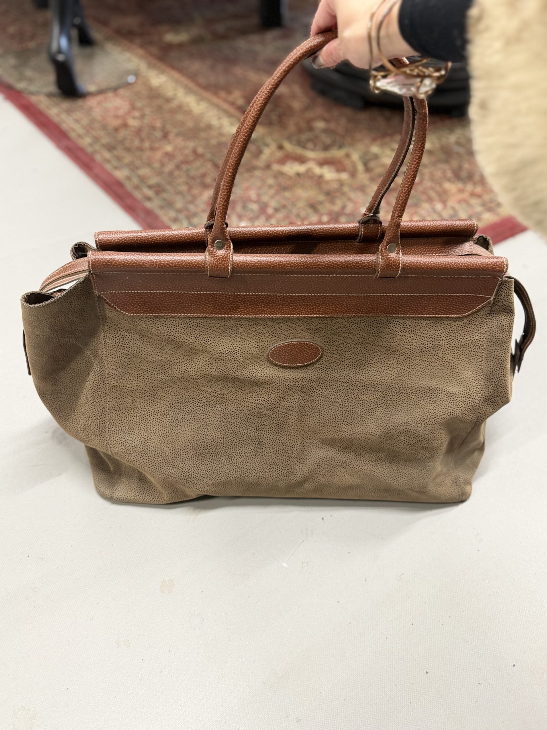 Preppy Genuine Leather Large Weekend Handbag
