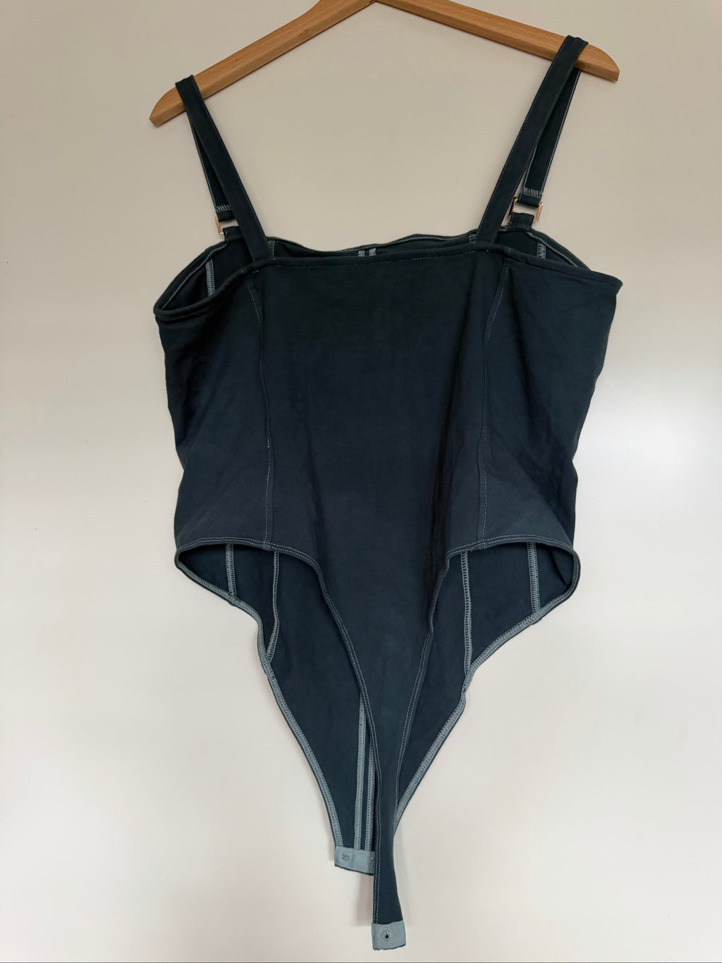 H&amp;M denim look Corset Top Bodysuit Large Adjustable Straps