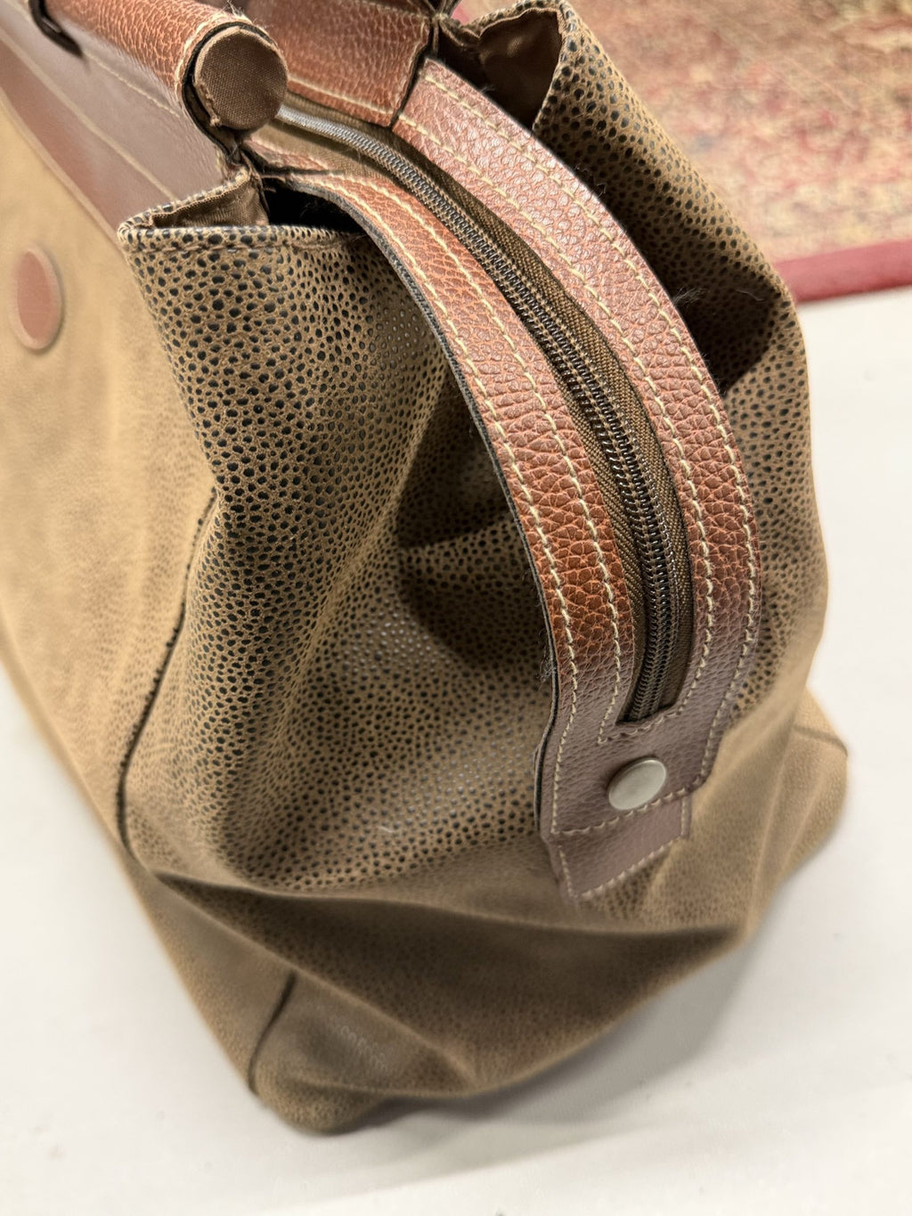 Preppy Genuine Leather Large Weekend Handbag