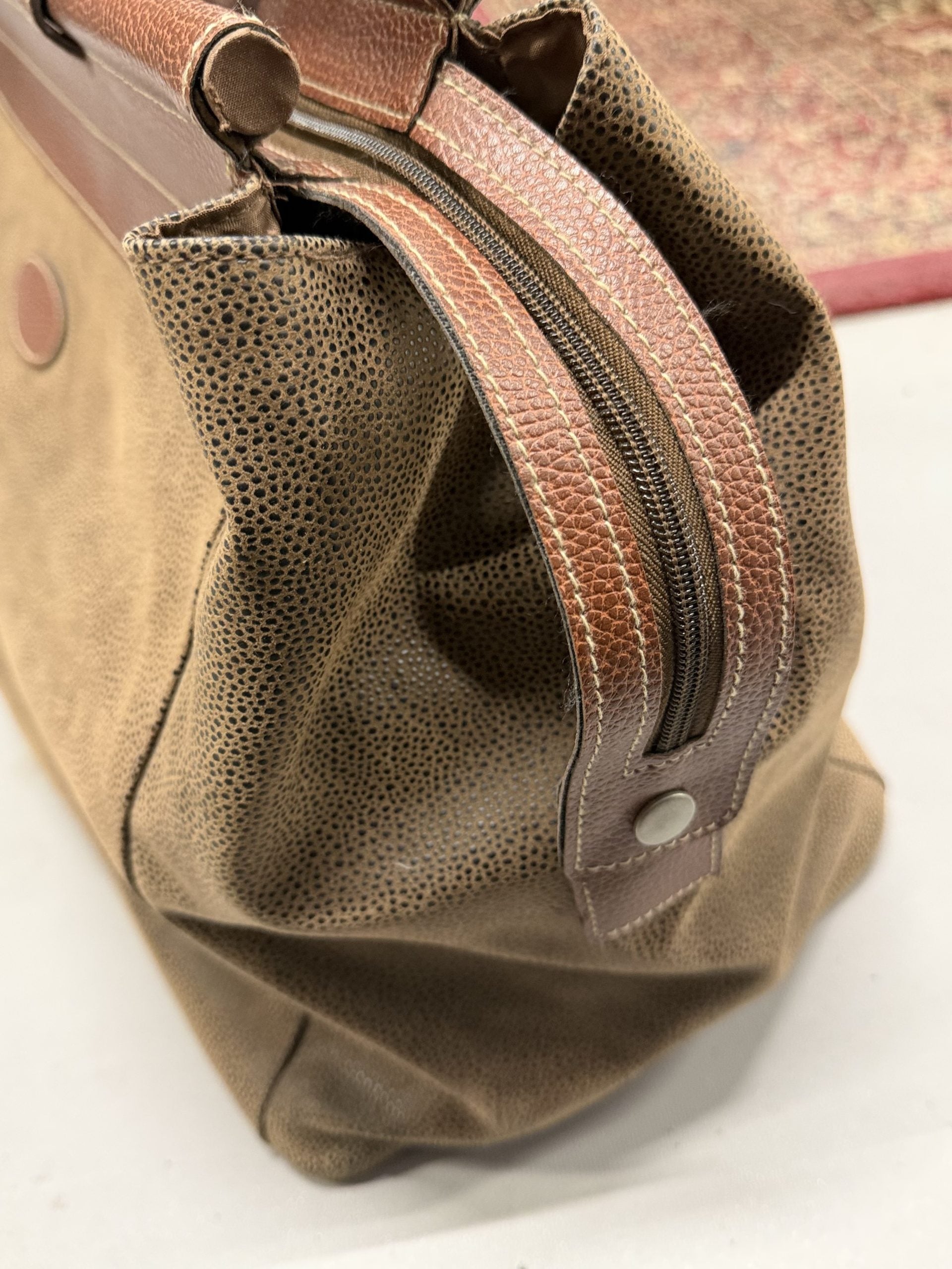 Preppy Genuine Leather Large Weekend Handbag
