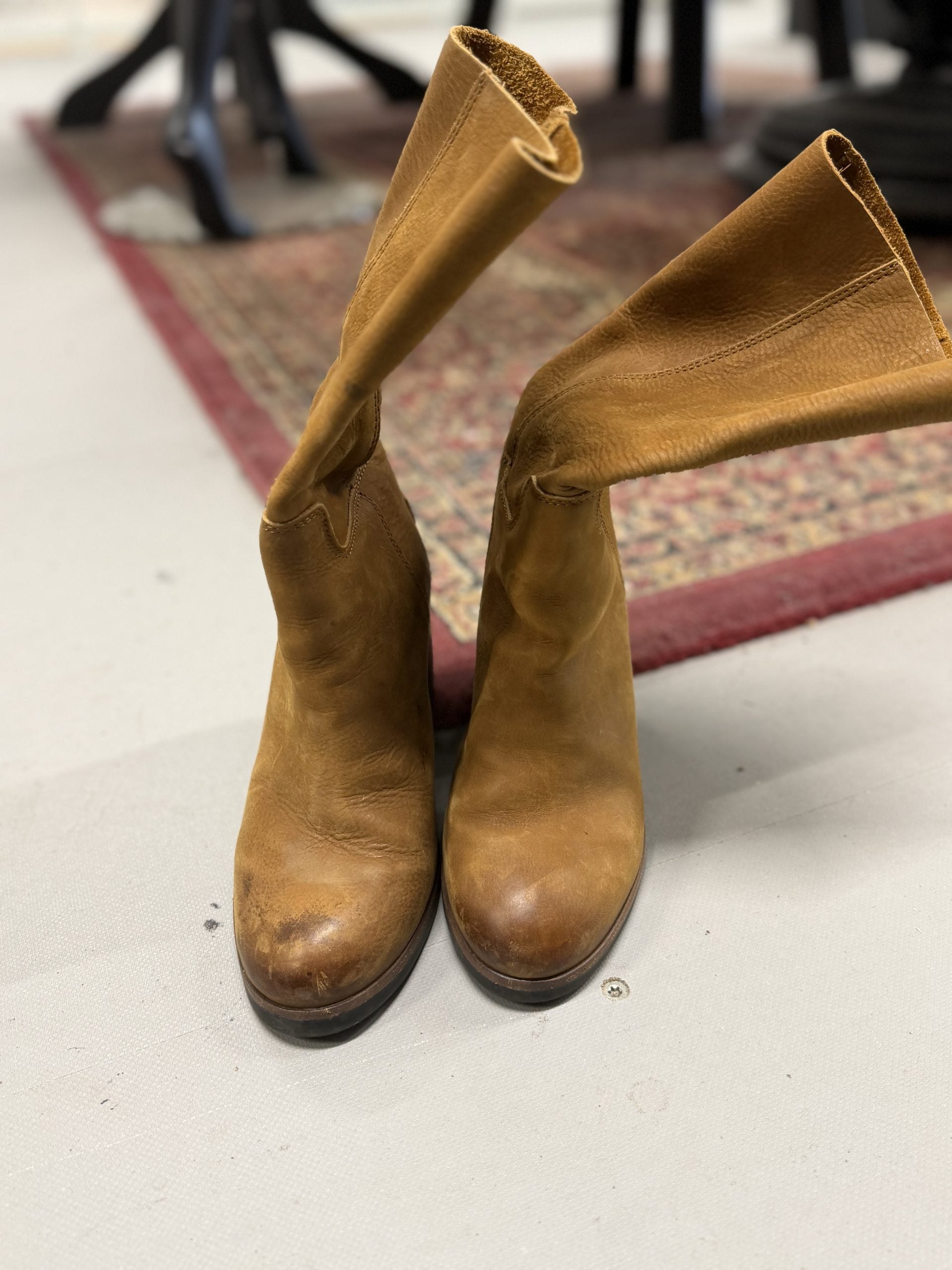 Shabbies Boho Tan Leather Mid-Calf Boots Size 38