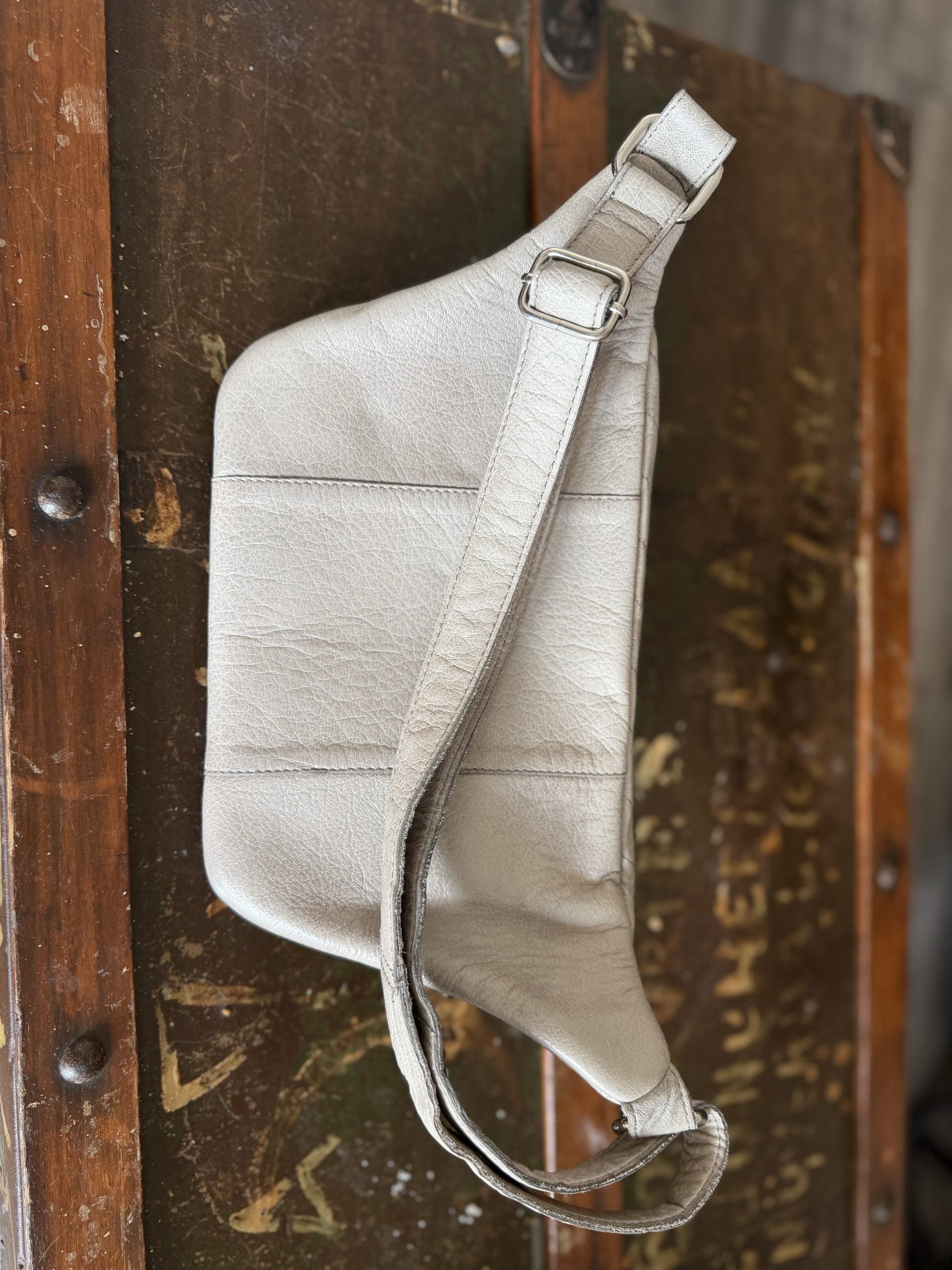 Light Grey Quilted Leather Belt Bag Waist Bag