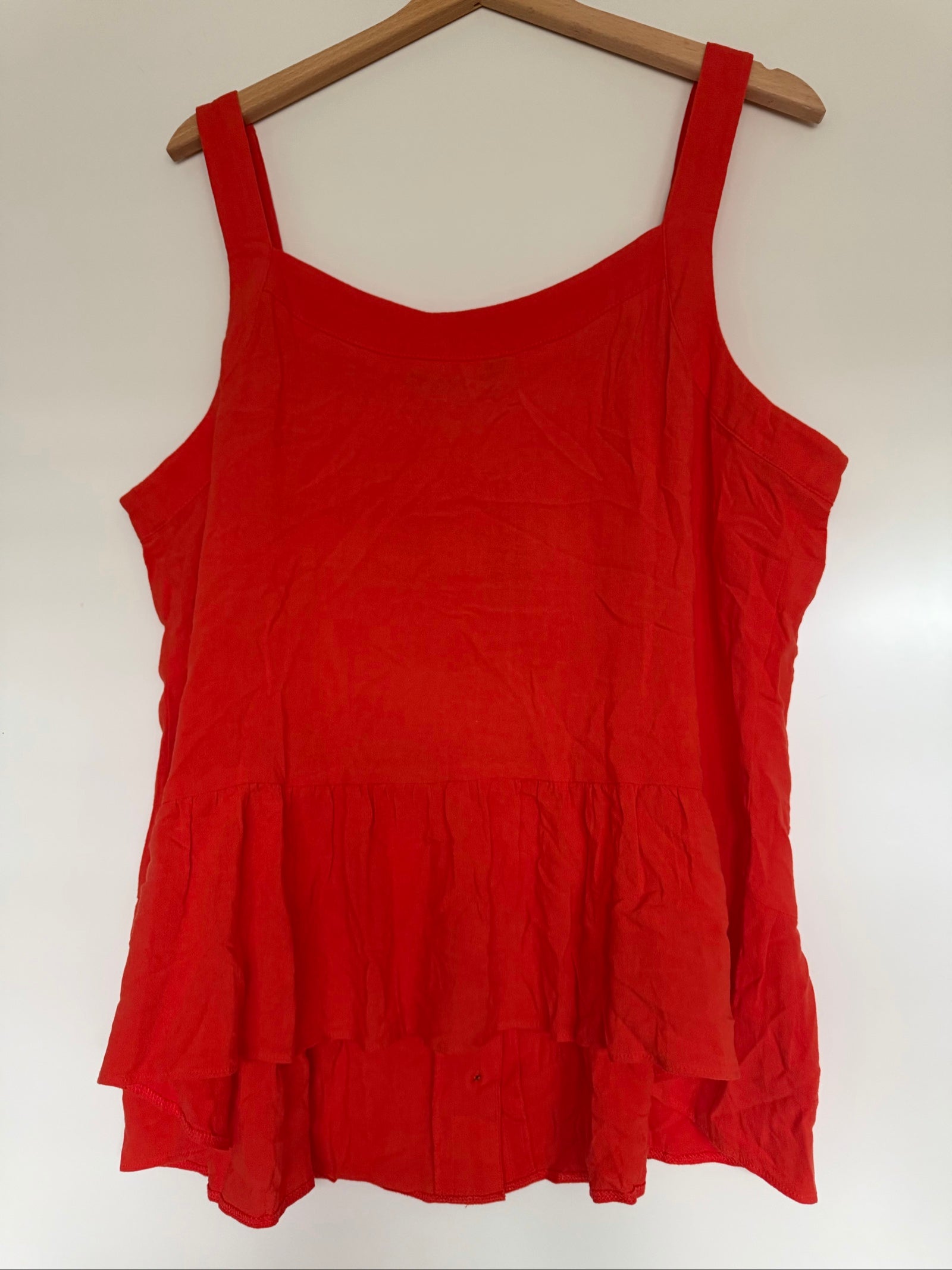 Nutmeg Red Button-Front Peplum Top UK 16