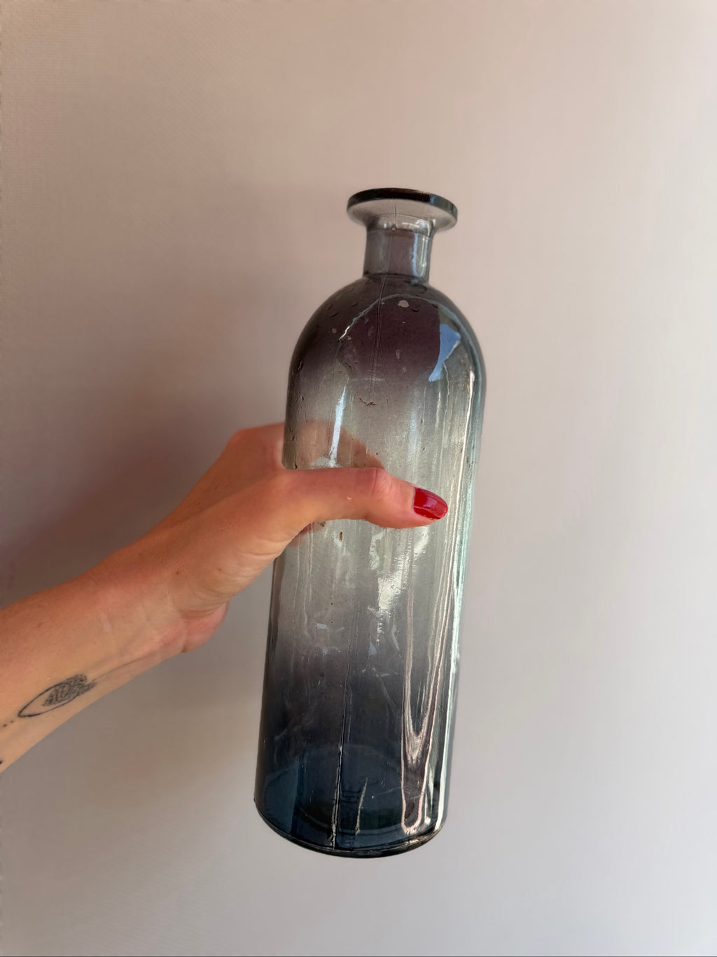 Vintage Smoky Glass Bottle Vase
