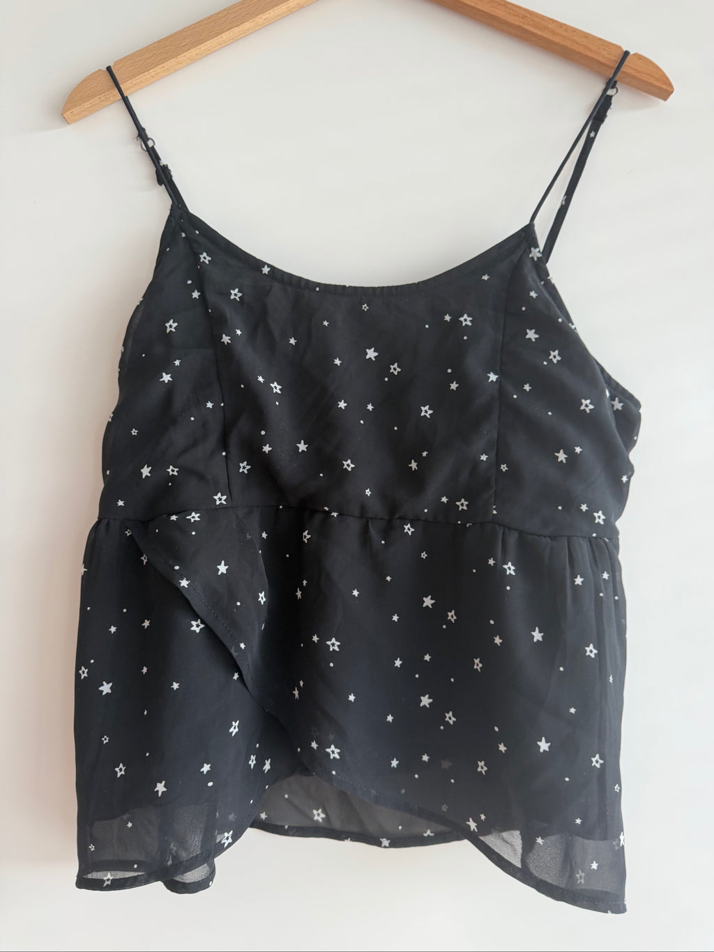 Hollister Black Star Print Sheer Cami Top S/M