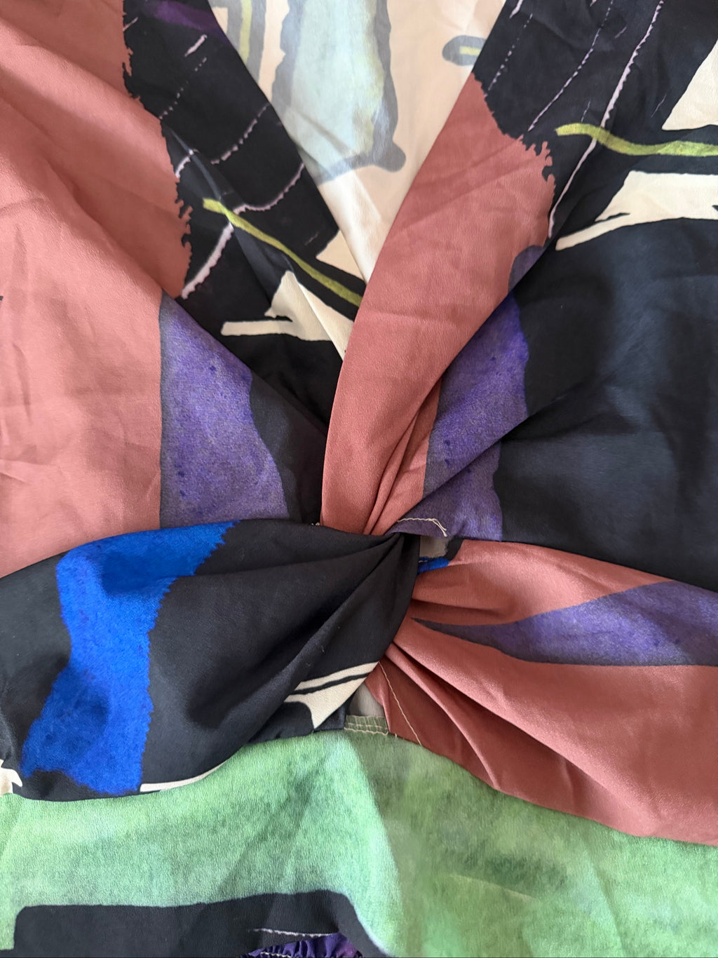 Multicolor Abstract Print Crop Top Medium