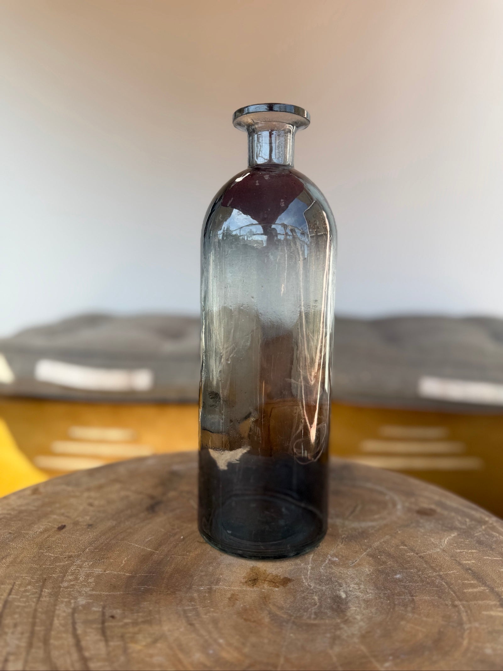 Vintage Smoky Glass Bottle Vase