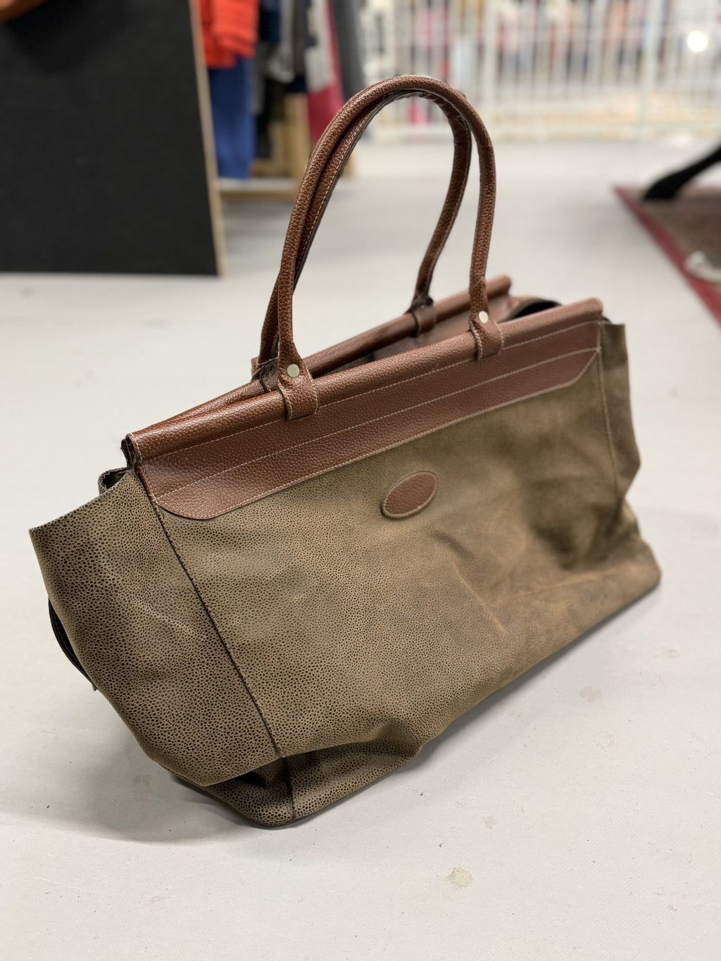 Preppy Genuine Leather Large Weekend Handbag