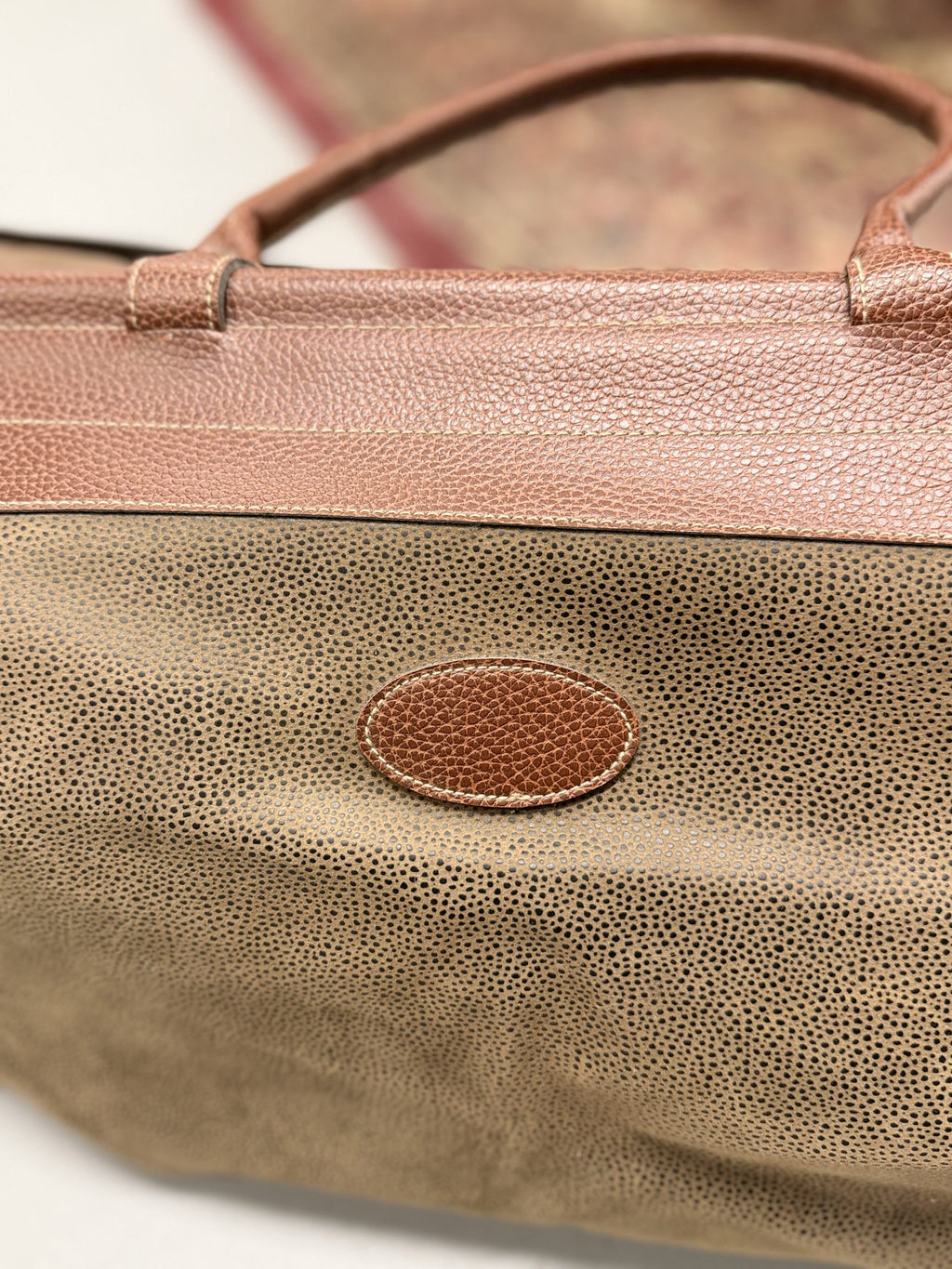 Preppy Genuine Leather Large Weekend Handbag
