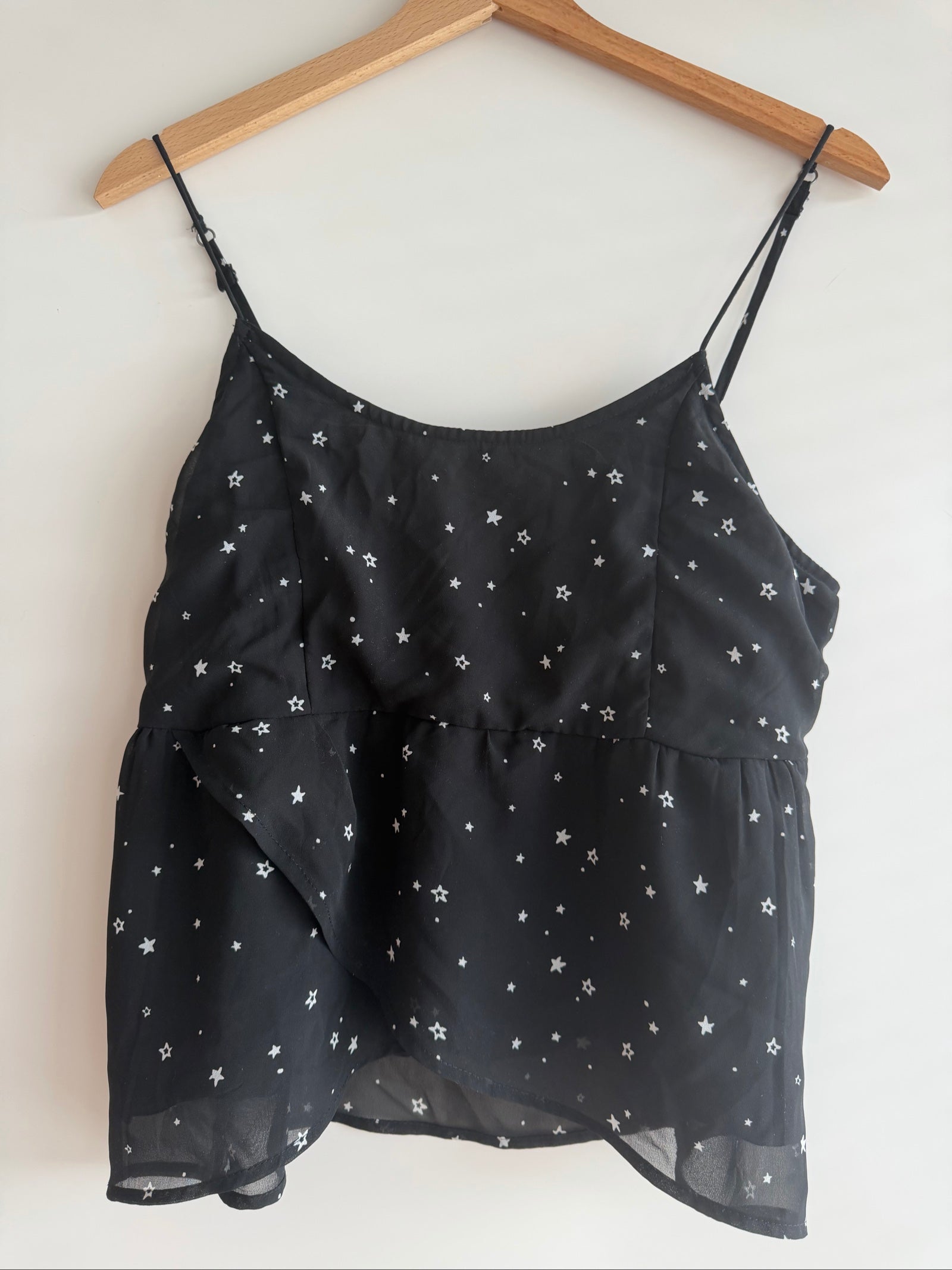 Hollister Black Star Print Sheer Cami Top S/M