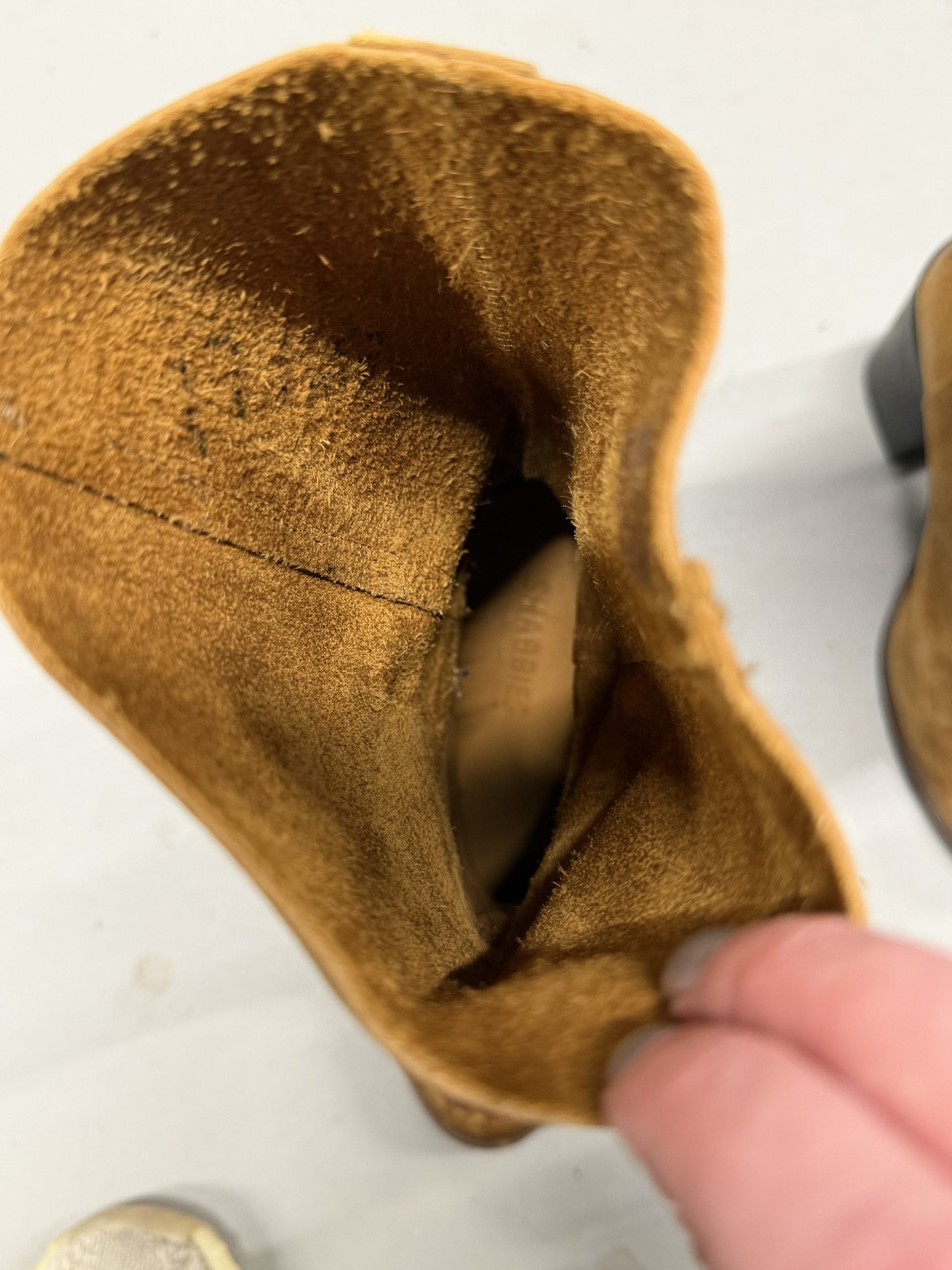 Shabbies Boho Tan Leather Mid-Calf Boots Size 38
