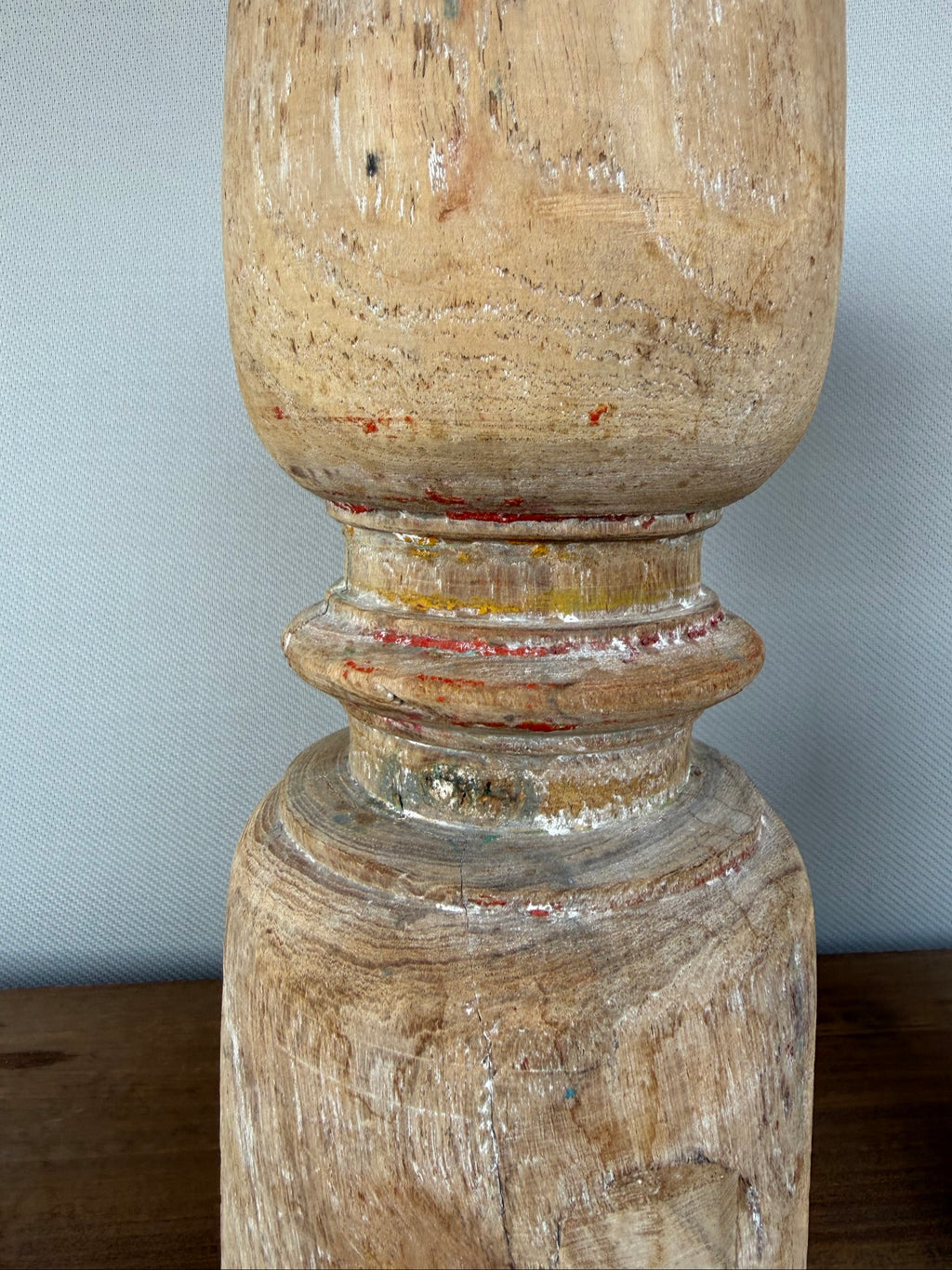 Vintage Natural Wood Decorative Candle Holders Pair