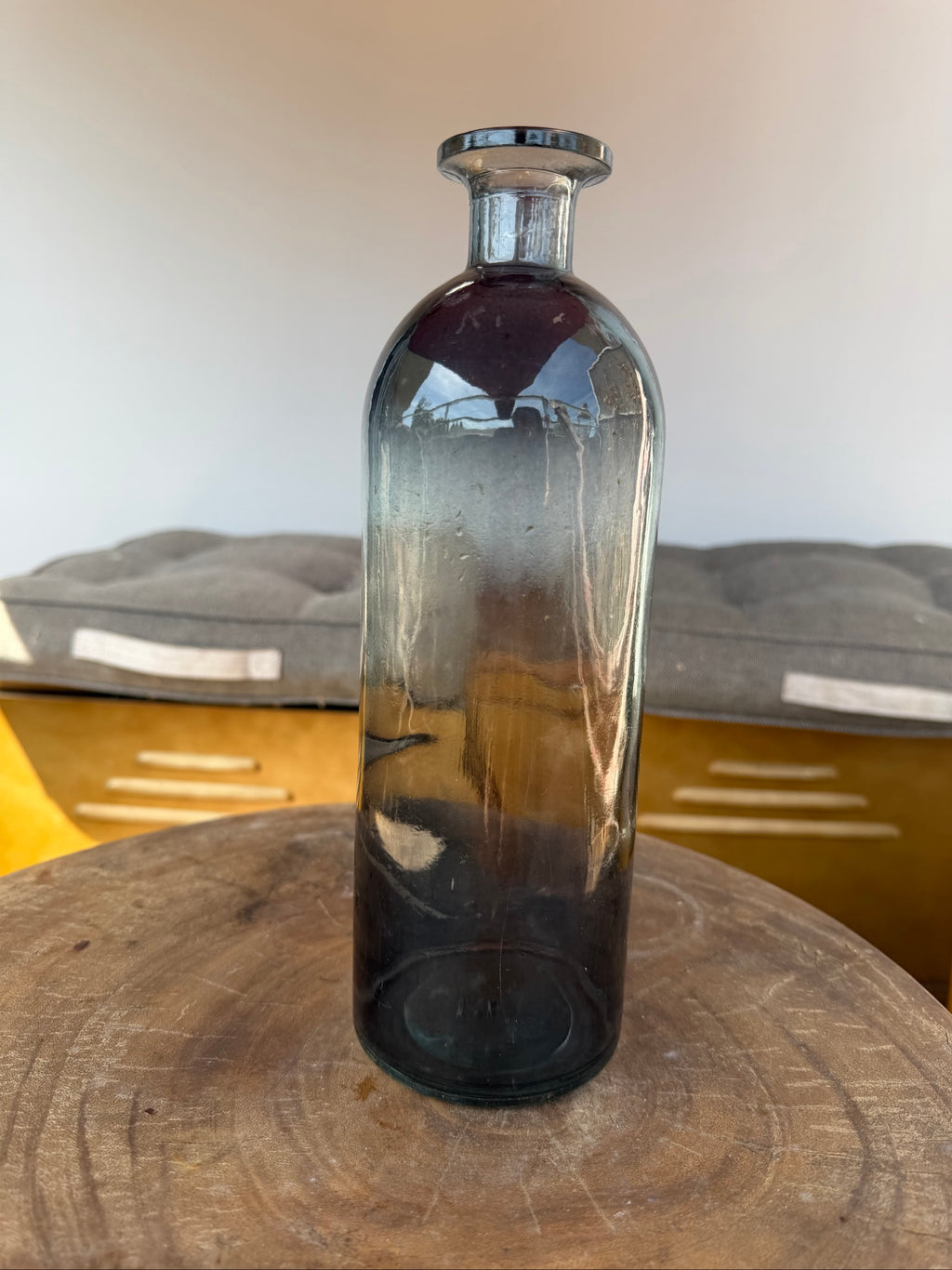 Vintage Smoky Glass Bottle Vase