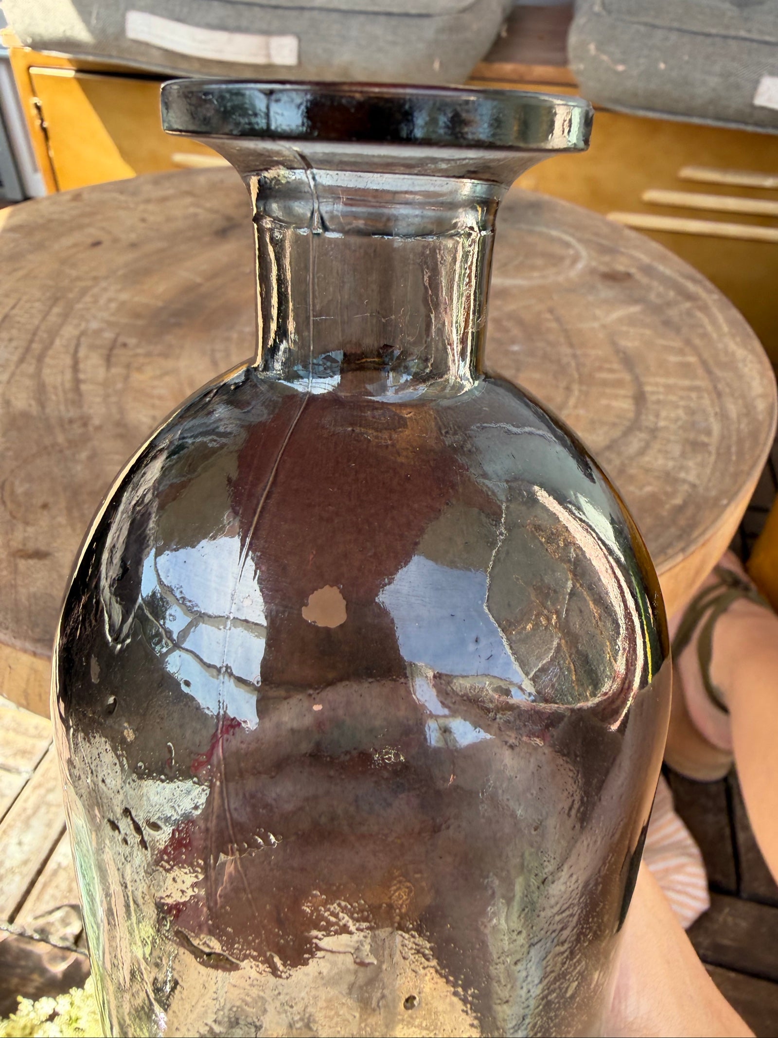 Vintage Smoky Glass Bottle Vase