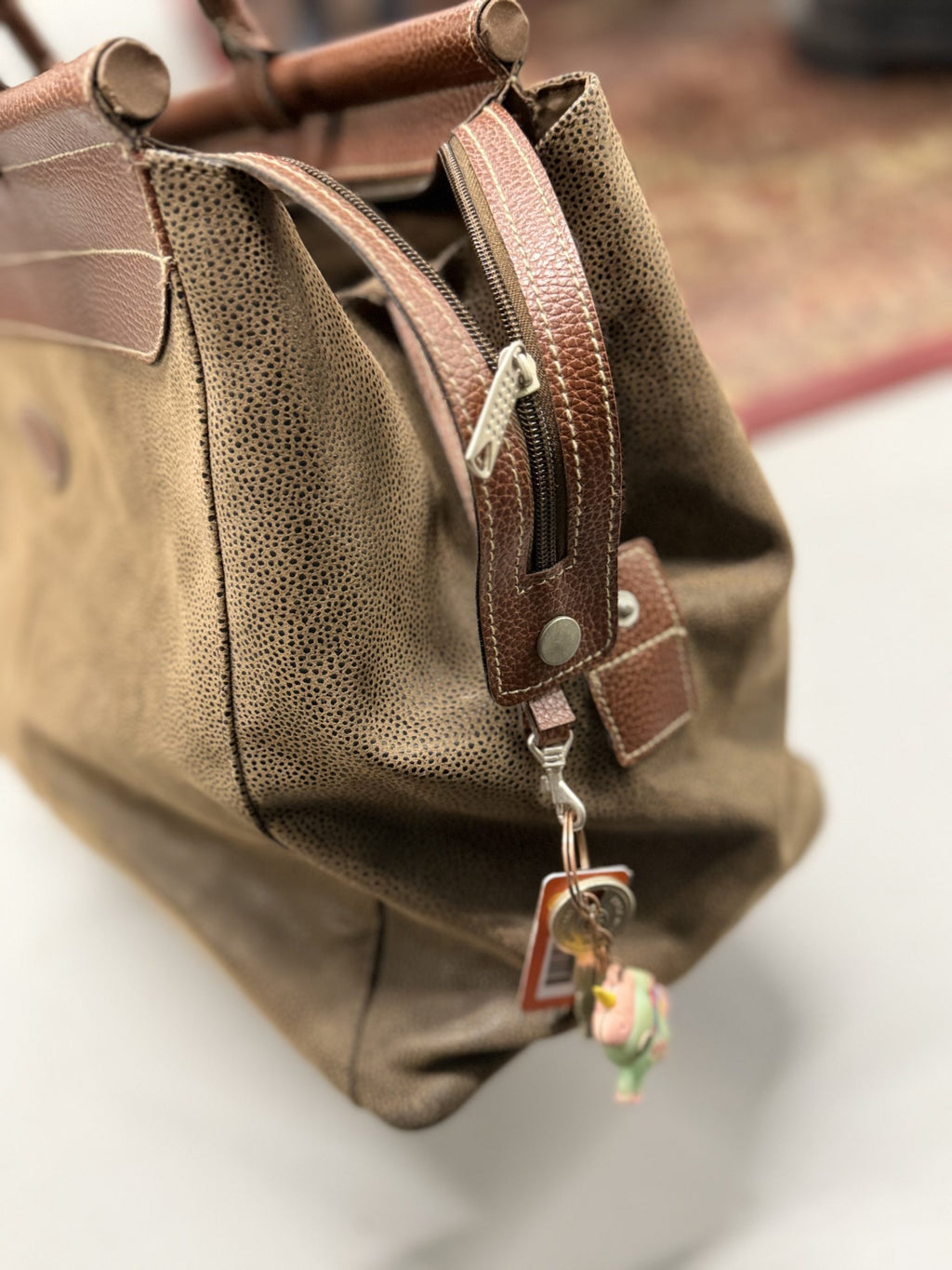 Preppy Genuine Leather Large Weekend Handbag