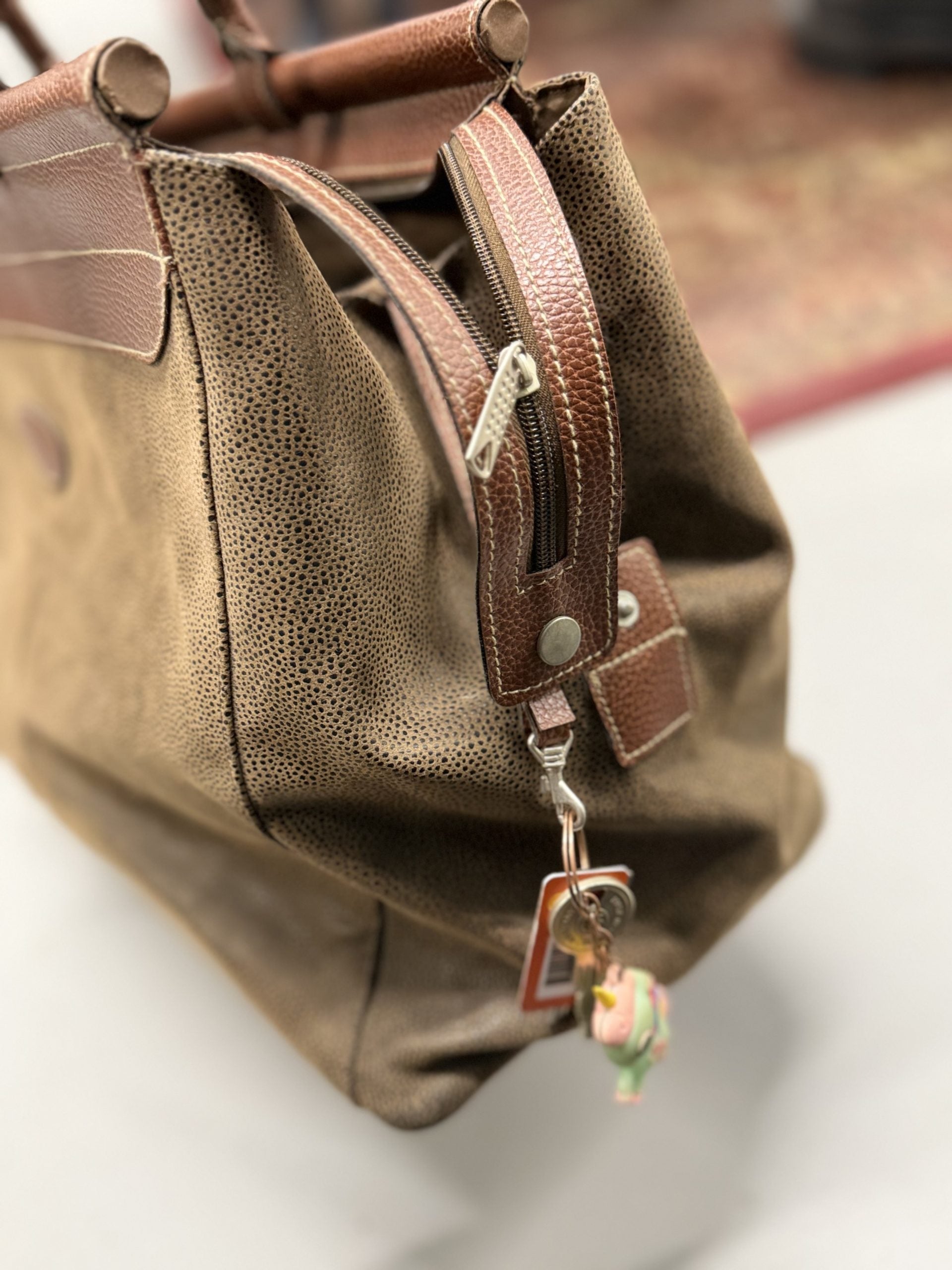 Preppy Genuine Leather Large Weekend Handbag