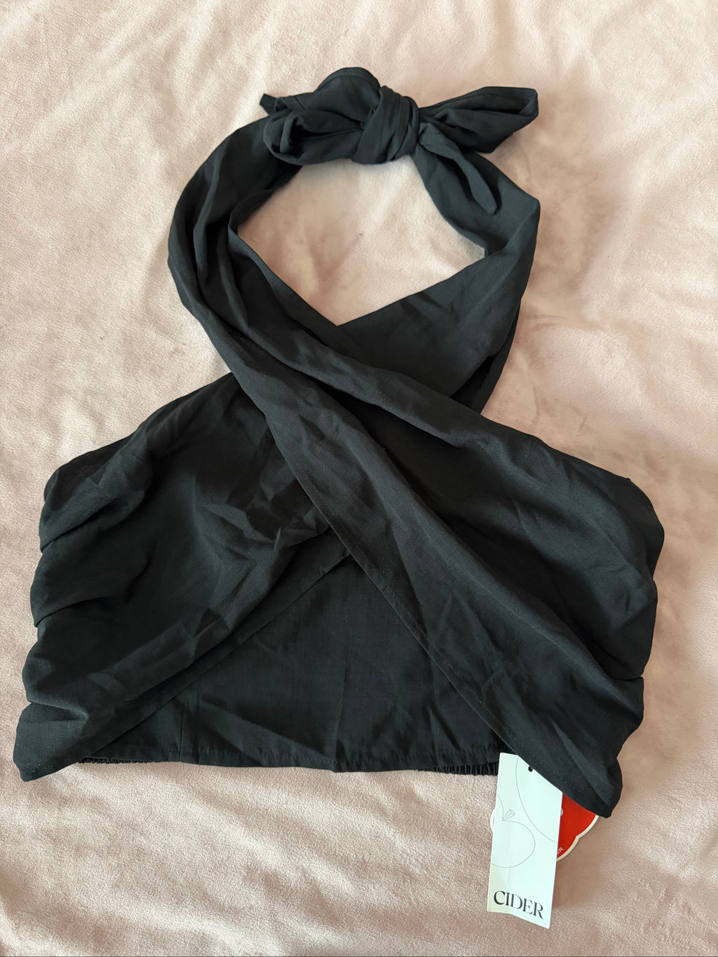 Black Halter Crop Top Cider XL
