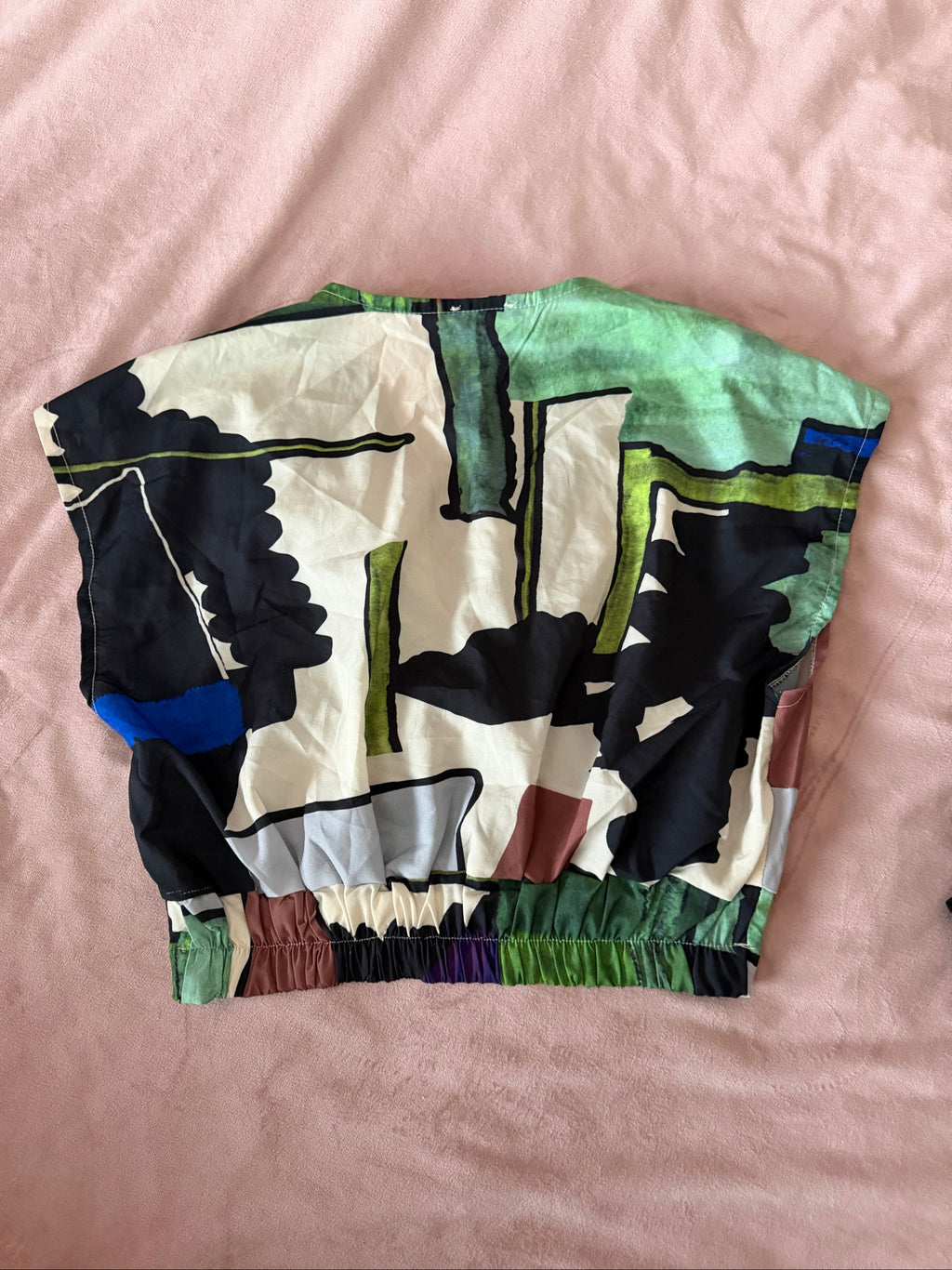 Multicolor Abstract Print Crop Top Medium